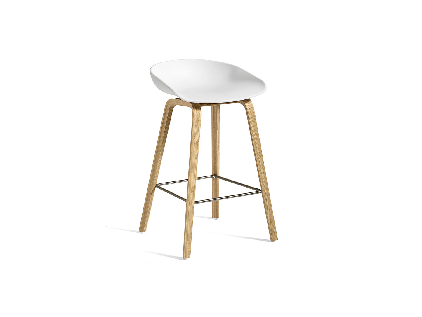 About A Stool AAS 32 by HAY - H 65cm /  White Shell / Lacquered Oak Base