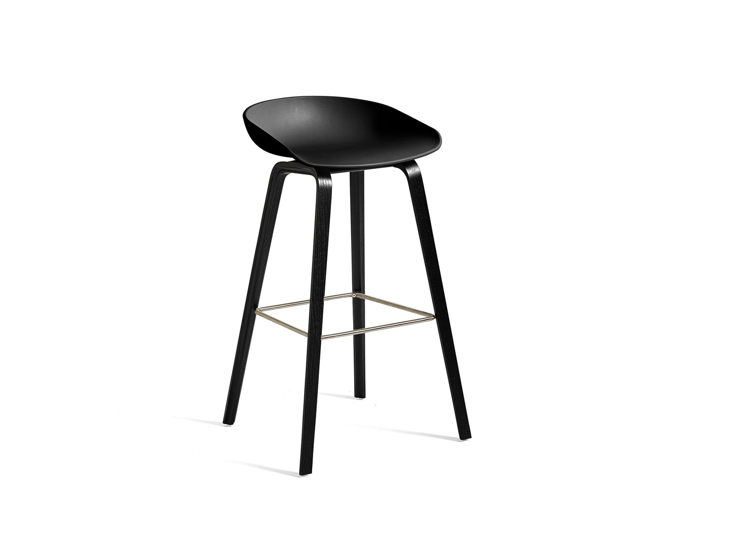 About A Stool AAS 32 by HAY - H 75cm / Black Shell / Black Lacquered Oak Base