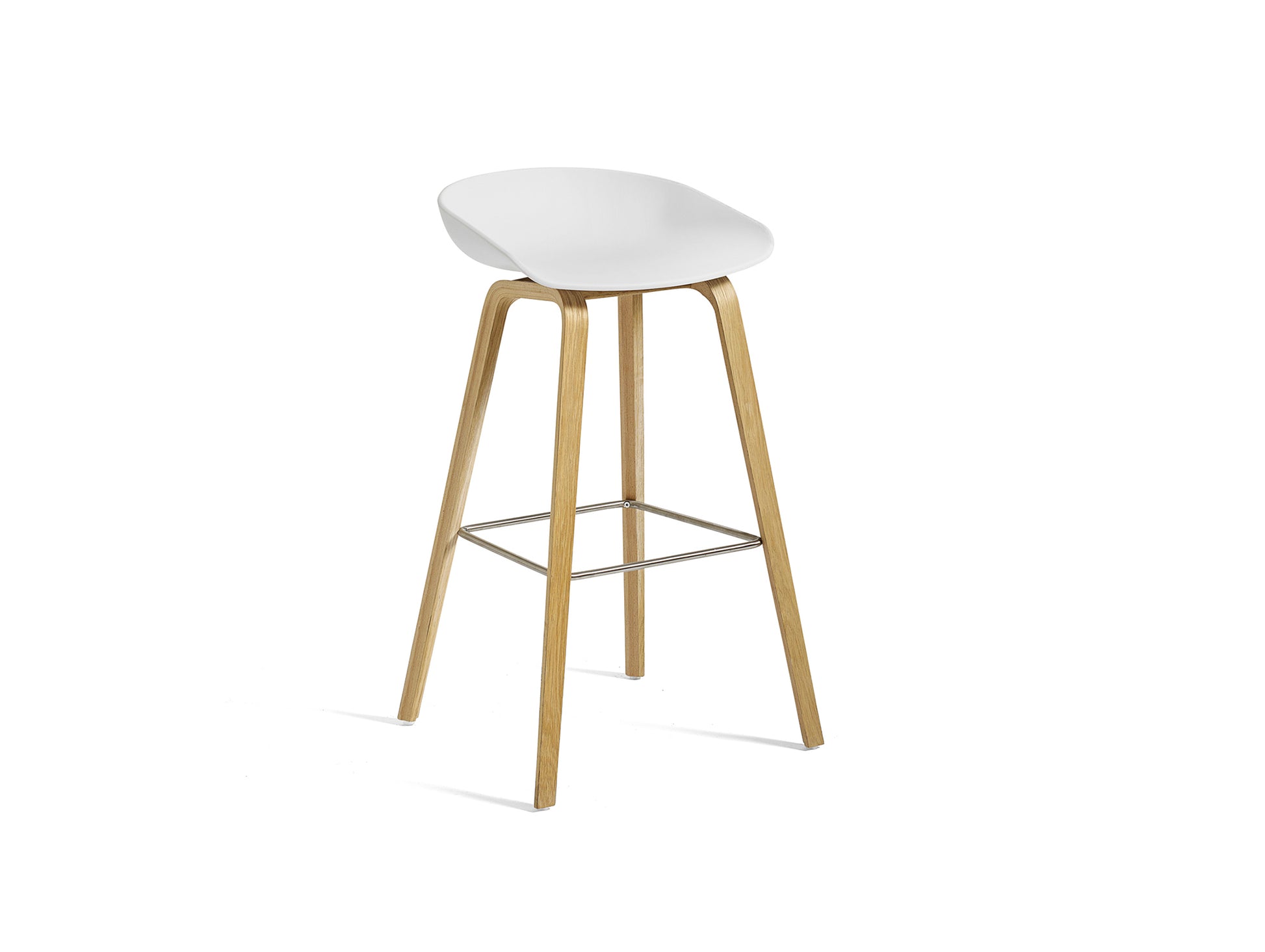 About A Stool AAS 32 by HAY - H 75cm / White Shell / Lacquered Oak Base