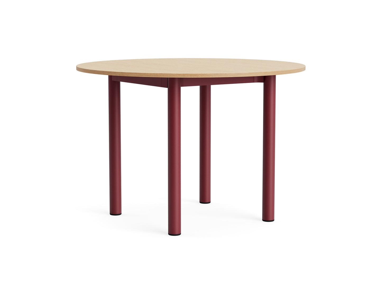 Annex Table Round by HAY - Diameter: 110 cm / Oak Veneer Tabletop / Barn Red Aluminium Legs