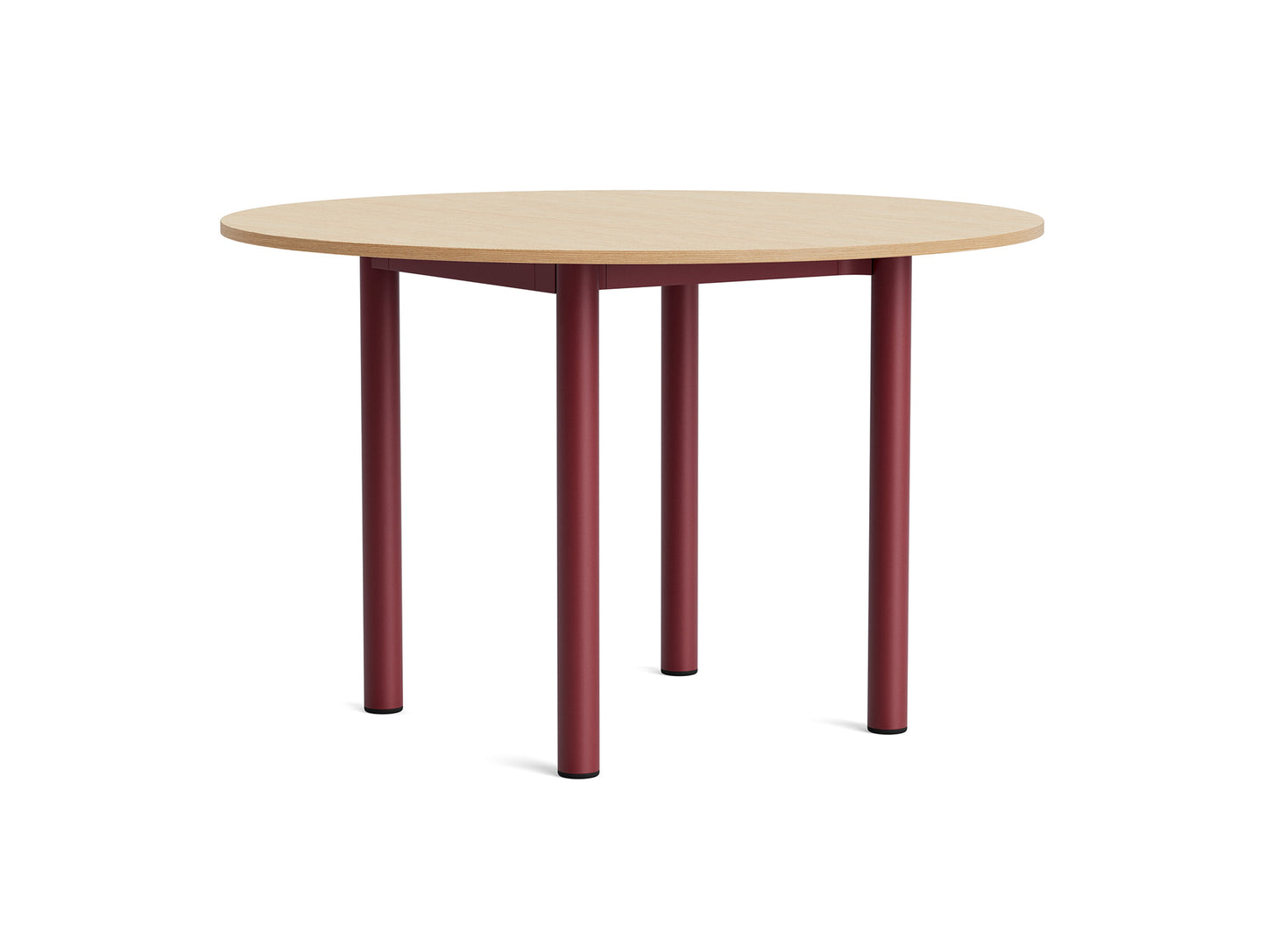 Annex Table Round by HAY - Diameter: 120 cm / Oak Veneer Tabletop / Barn Red Aluminium Legs