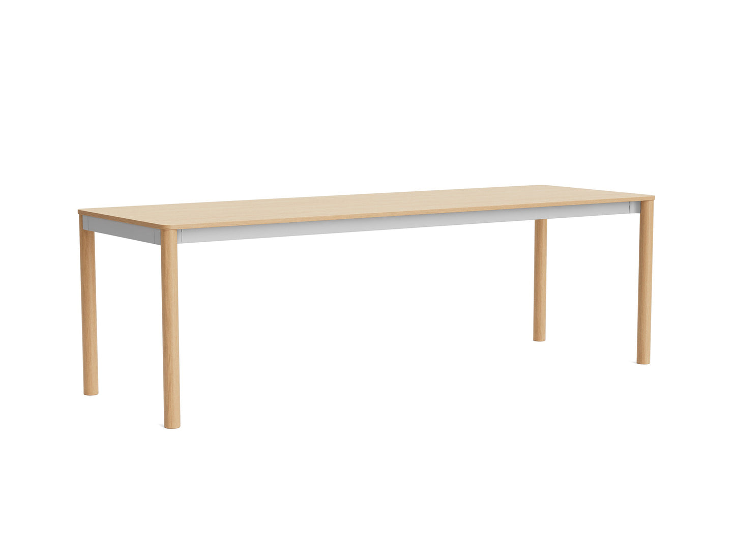Annex Table Flush by HAY - L240 cm / Oak Veneer Tabletop / Solid Oak Legs / Anodised Aluminium Apron