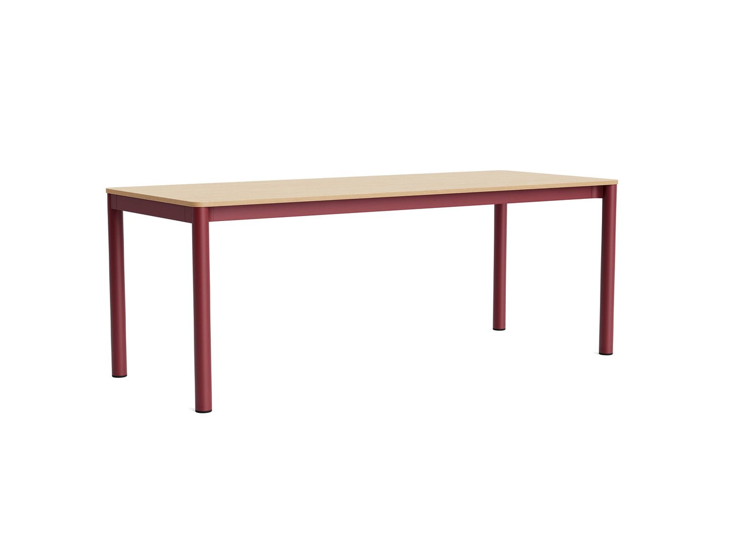 Annex Table Flush by HAY - L200 cm / Oak Veneer Tabletop / Barn Red Aluminium Legs