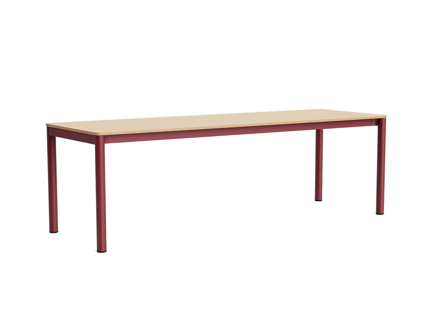 Annex Table Flush by HAY - L240 cm / Oak Veneer Tabletop / Barn Red Aluminium Legs