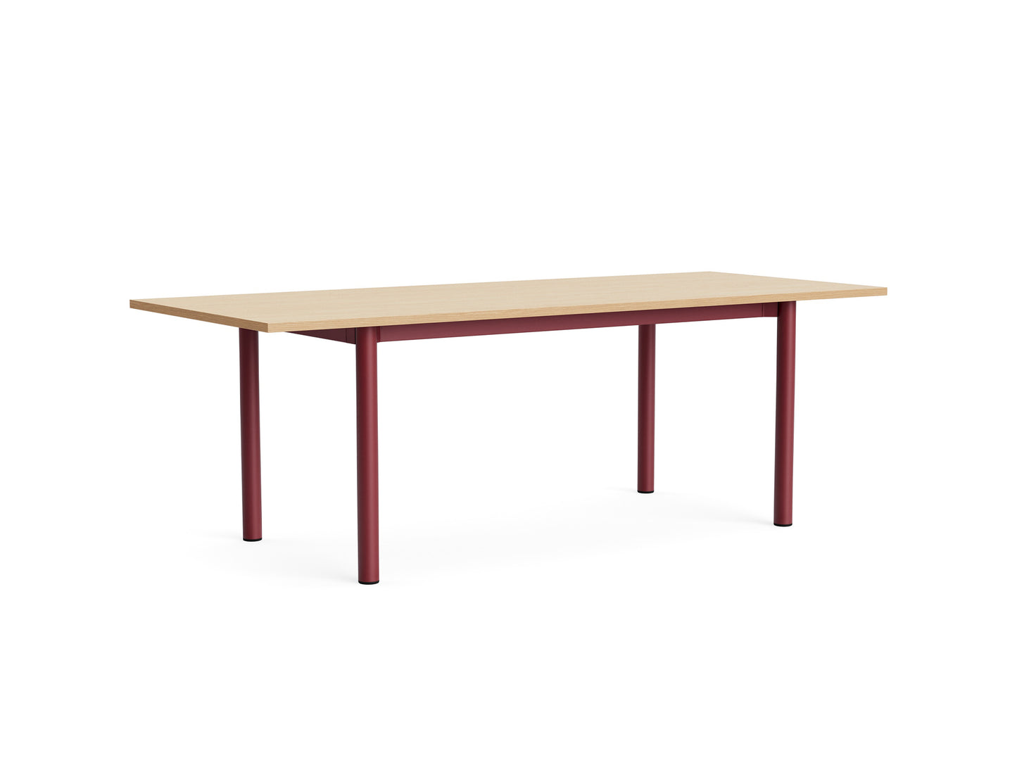 Annex Table Overhang by HAY - L220 cm / Oak Veneer Tabletop / Barn Red Aluminium Legs