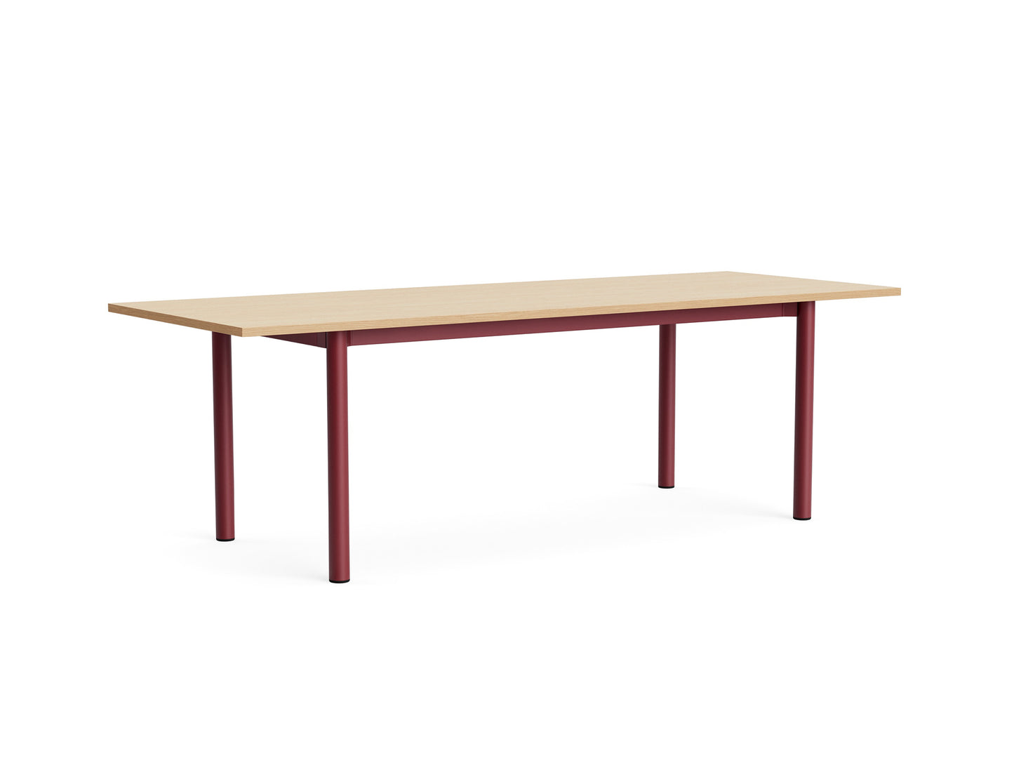 Annex Table Overhang by HAY - L240 cm / Oak Veneer Tabletop / Barn Red Aluminium Legs