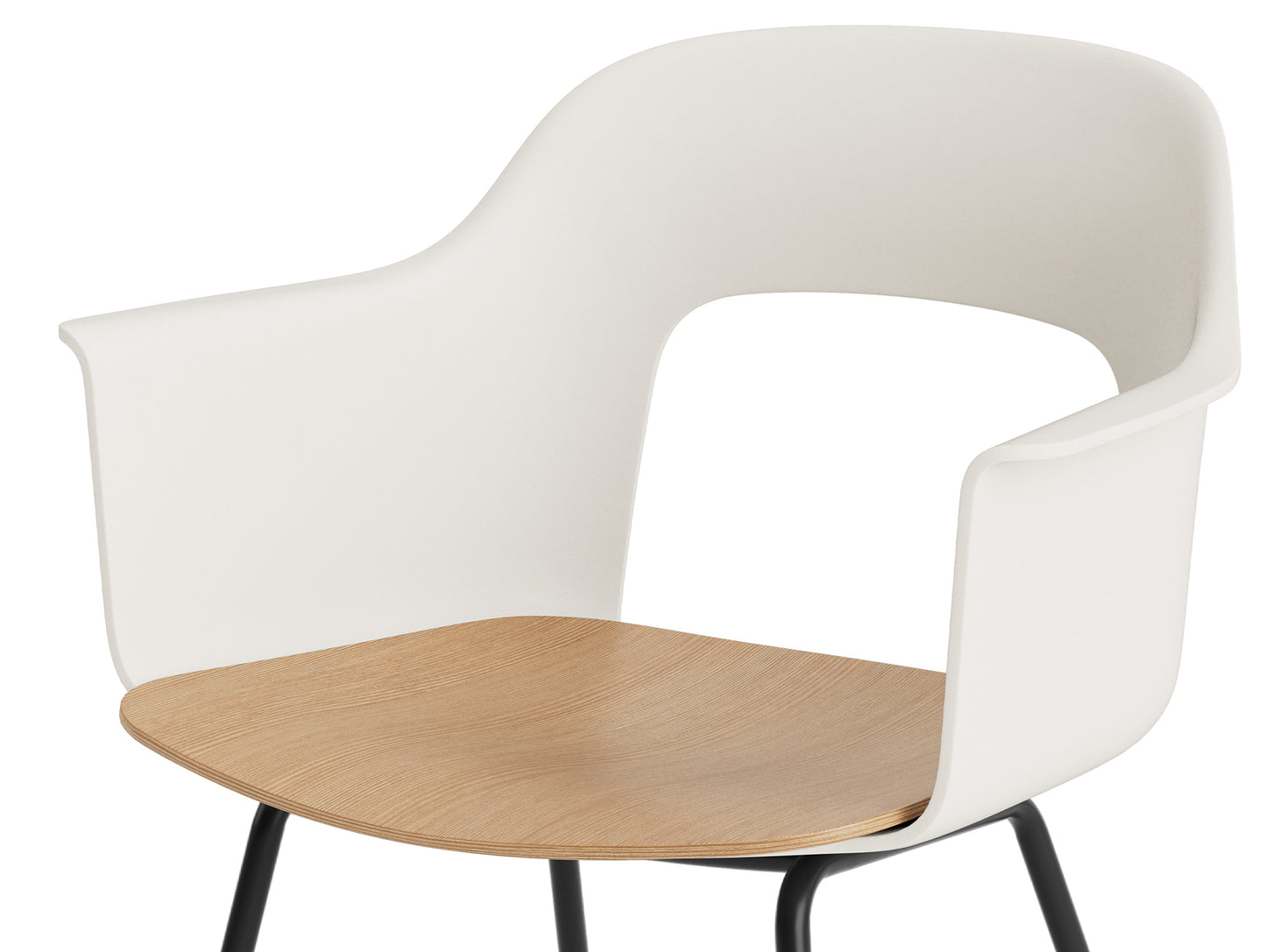 Layout Armchair 211 Metal Base by HAY - Black Steel Base / Cream White / Oak