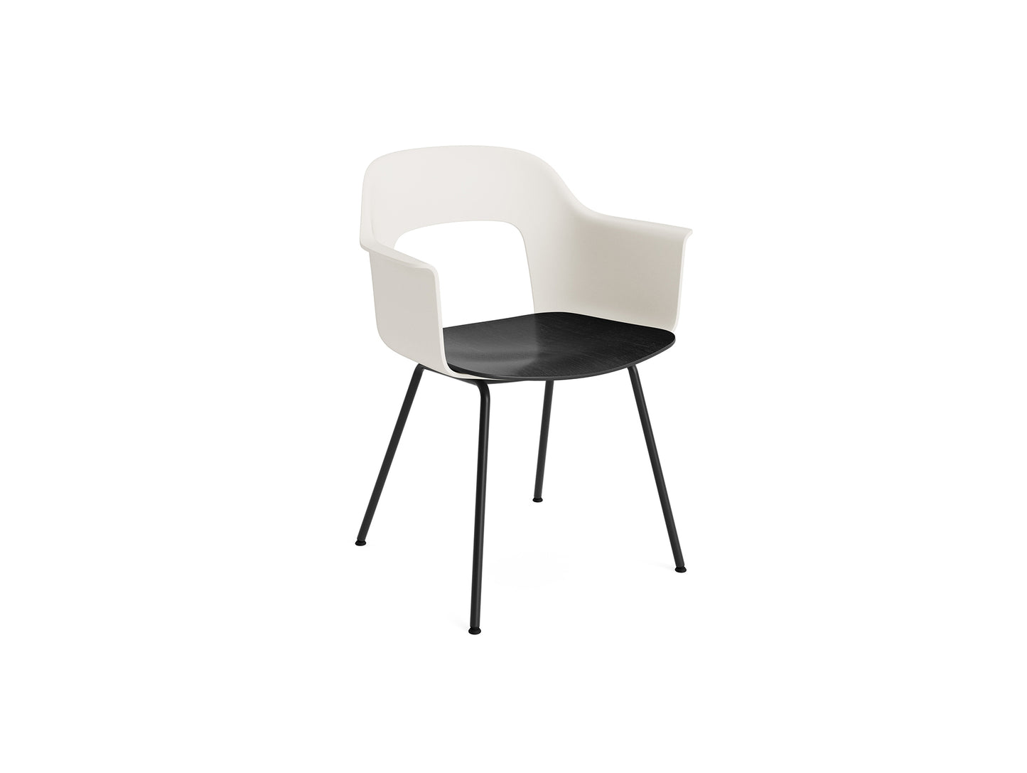 Layout Armchair 211 Metal Base by HAY - Black Steel Base / Cream White / Black Oak