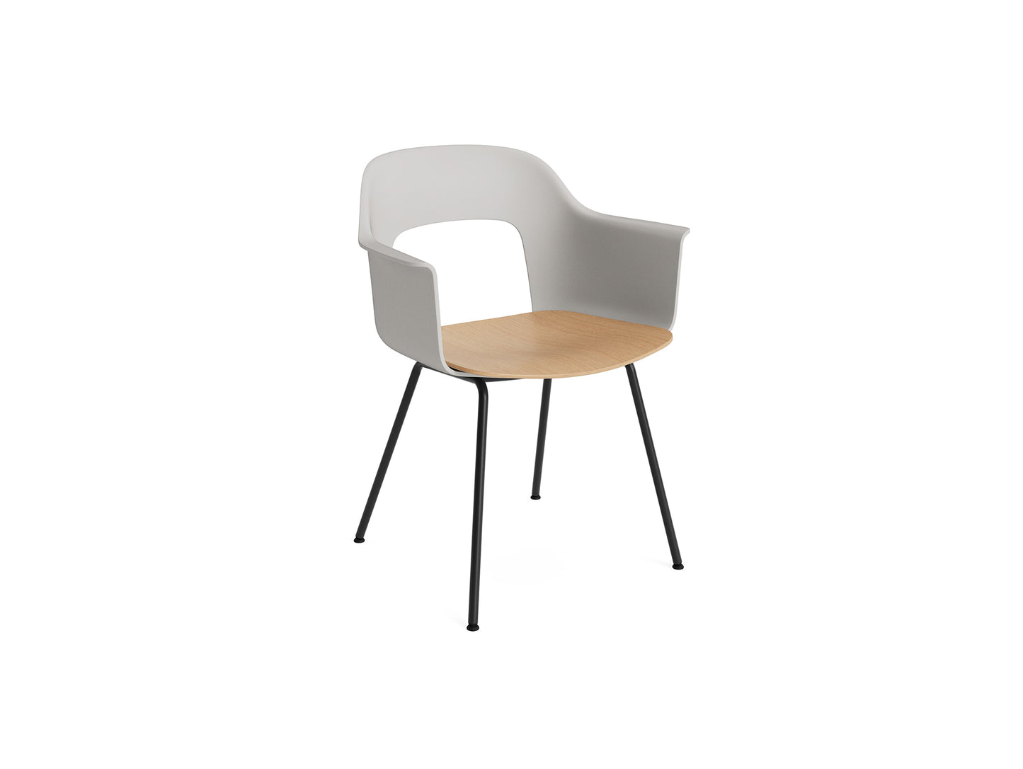 Layout Armchair 211 Metal Base by HAY - Black Steel Base / Sky Grey / Oak