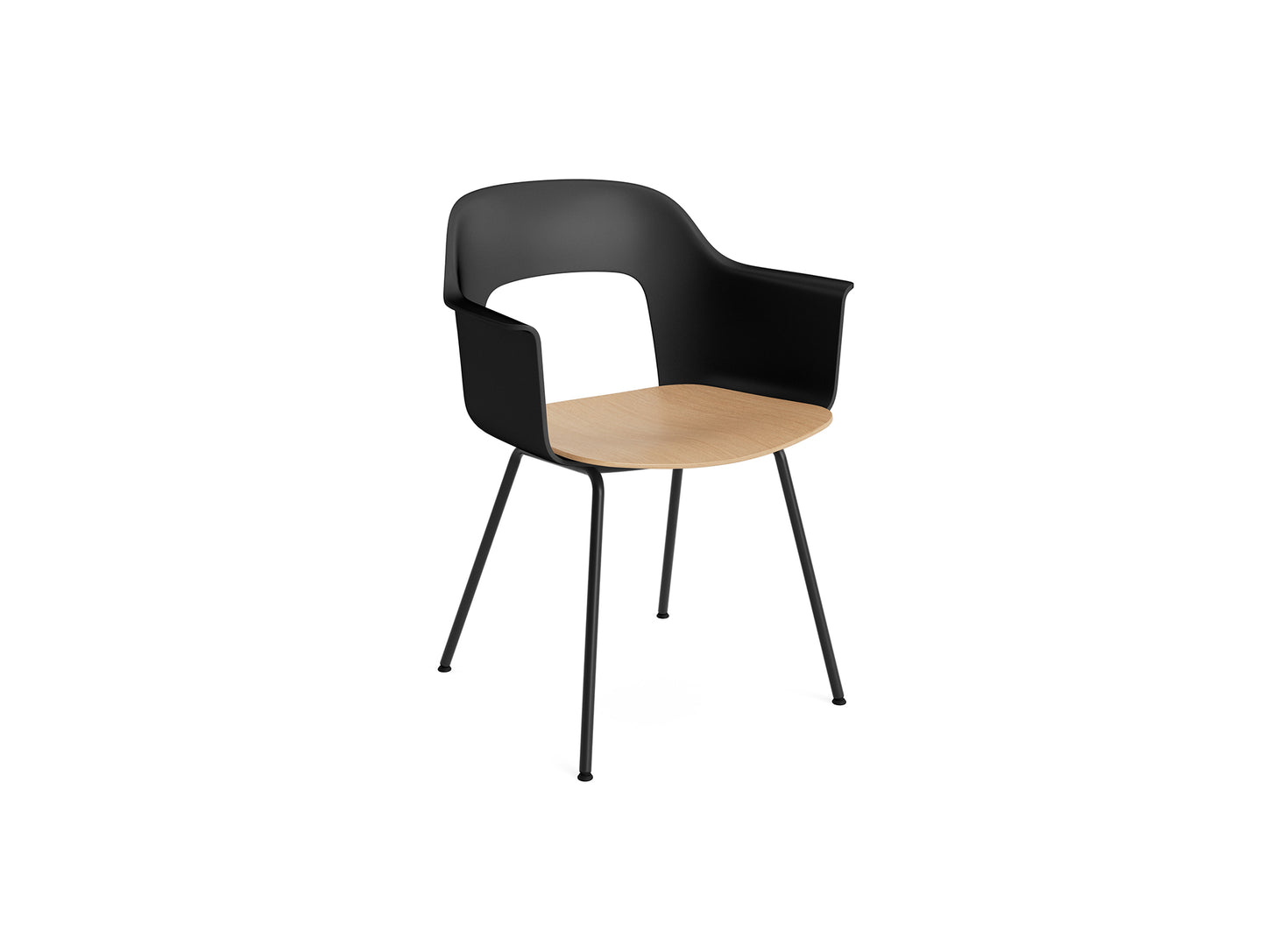 Layout Armchair 211 Metal Base by HAY - Black Steel Base / Black / Oak