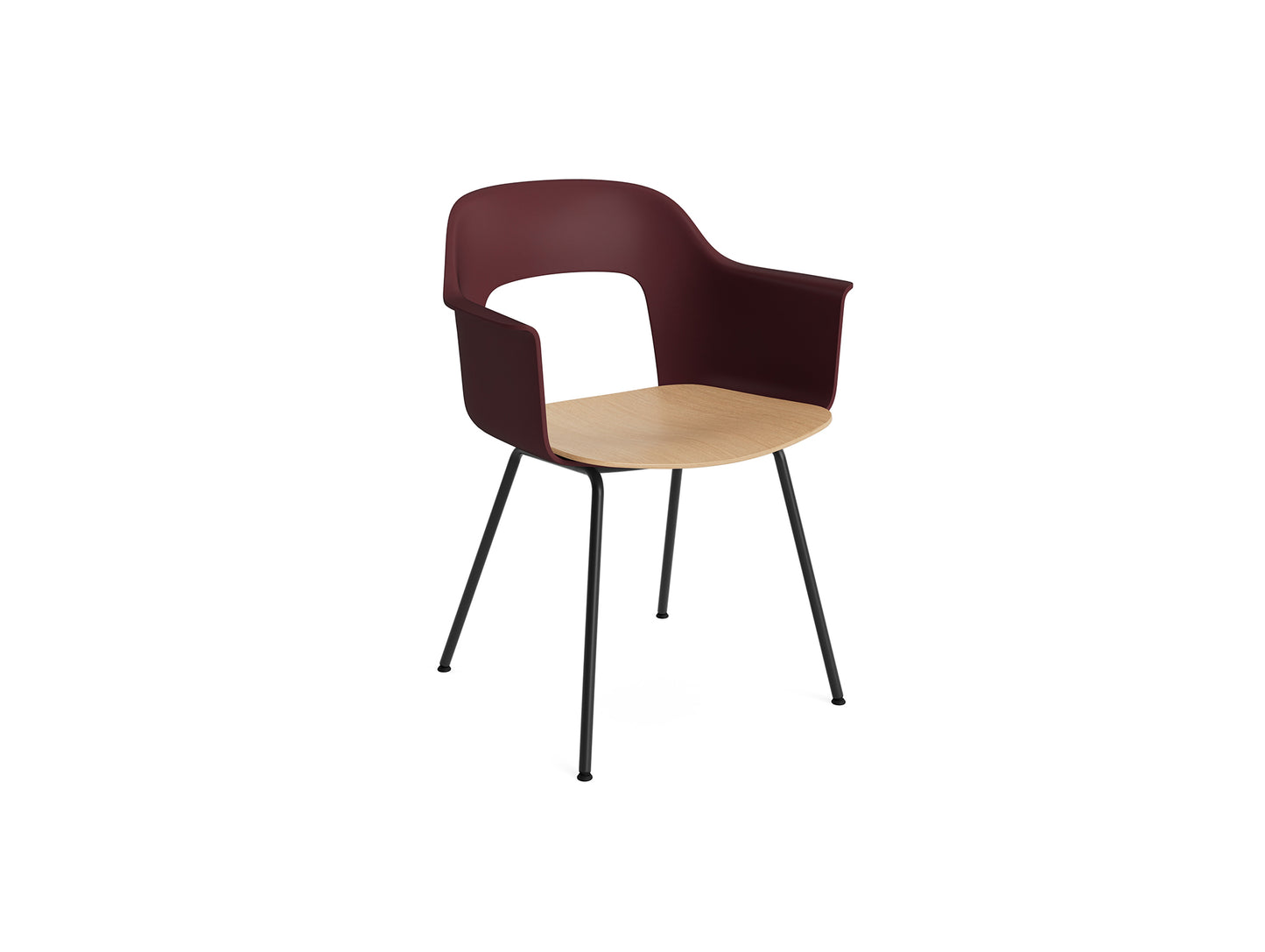 Layout Armchair 211 Metal Base by HAY - Black Steel Base / Bordeaux / Oak