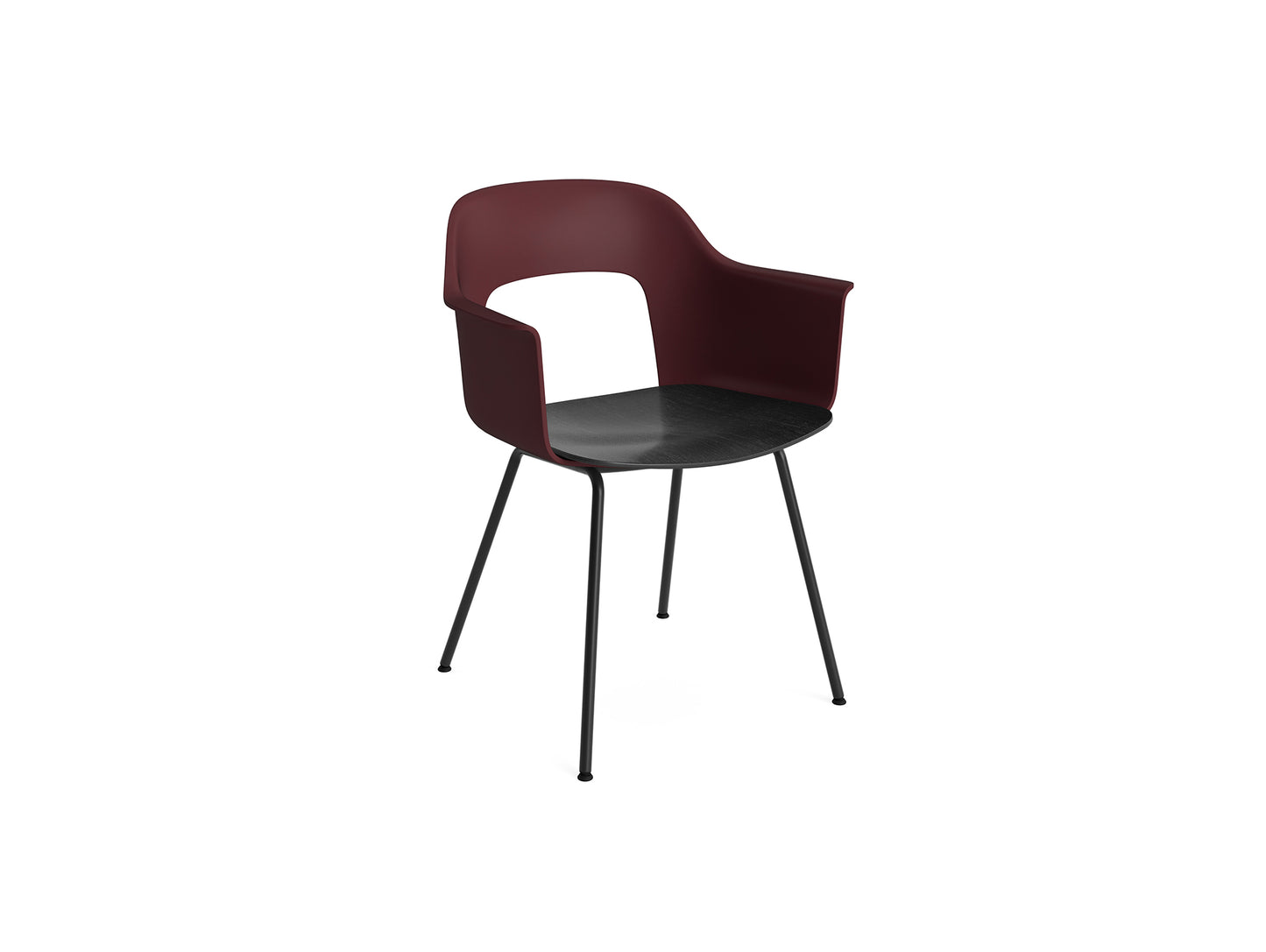 Layout Armchair 211 Metal Base by HAY - Black Steel Base / Bordeaux / Black Oak