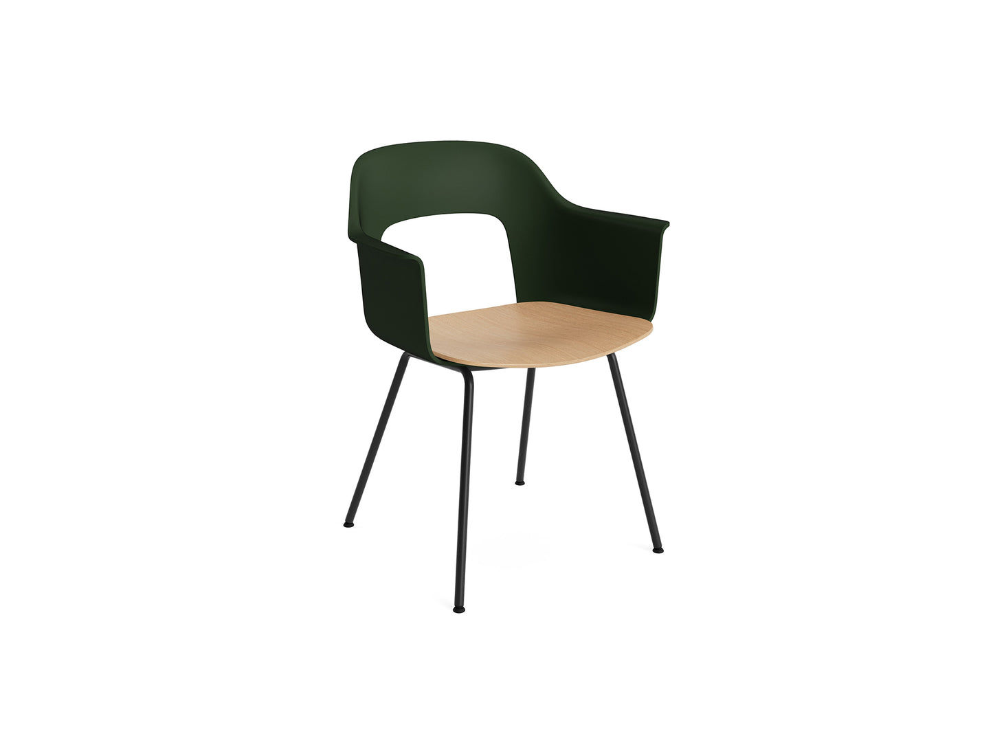 Layout Armchair 211 Metal Base by HAY - Black Steel Base / Bottle Green / Oak