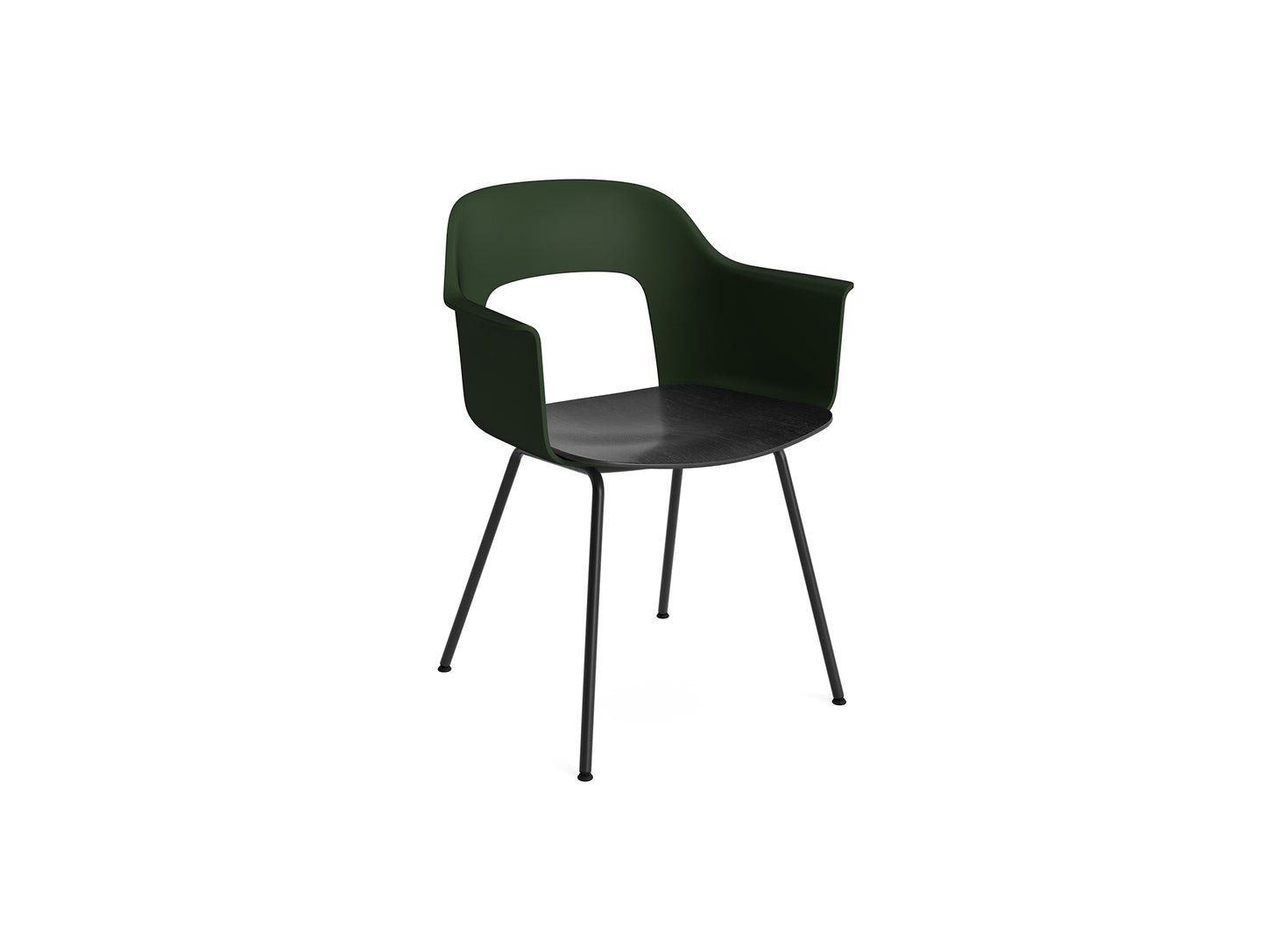 Layout Armchair 211 Metal Base by HAY - Black Steel Base / Bottle Green / Black Oak