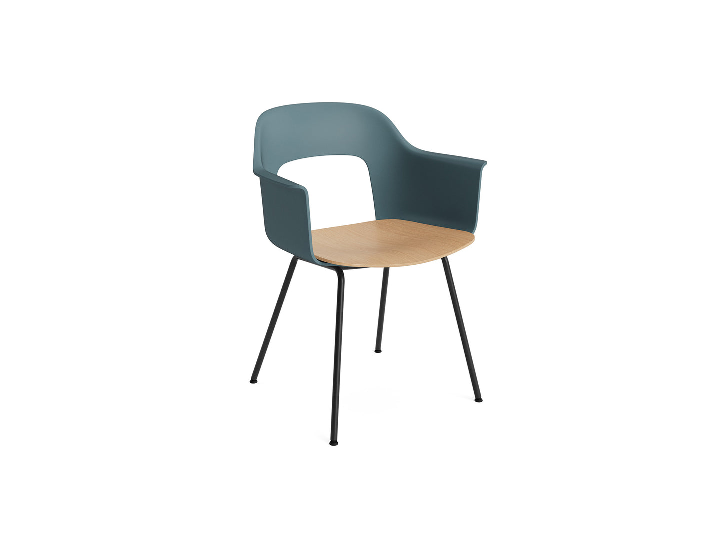 Layout Armchair 211 Metal Base by HAY - Black Steel Base / Ocean / Oak
