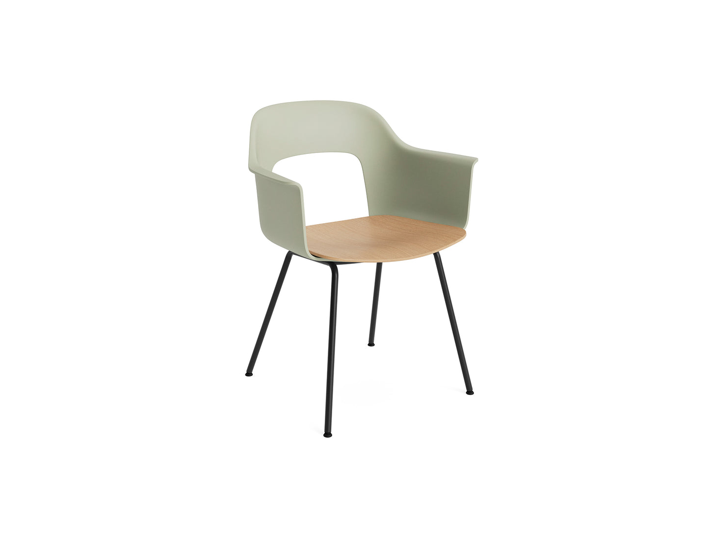 Layout Armchair 211 Metal Base by HAY - Black Steel Base / Pastel Green / Oak