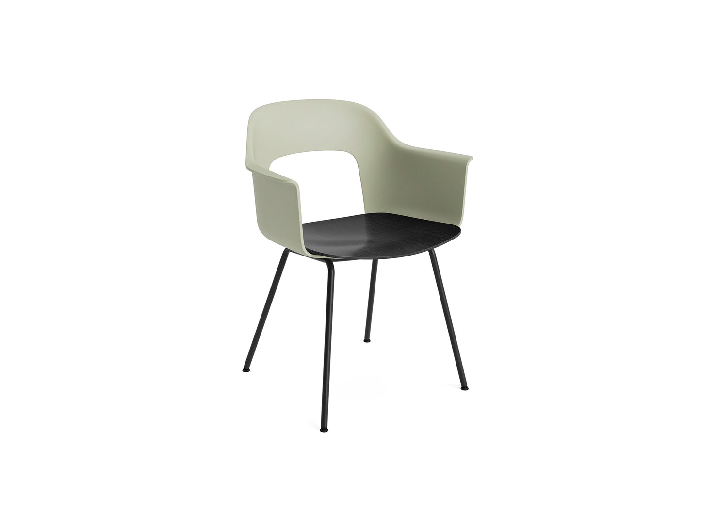 Layout Armchair 211 Metal Base by HAY - Black Steel Base / Pastel Green / Black Oak