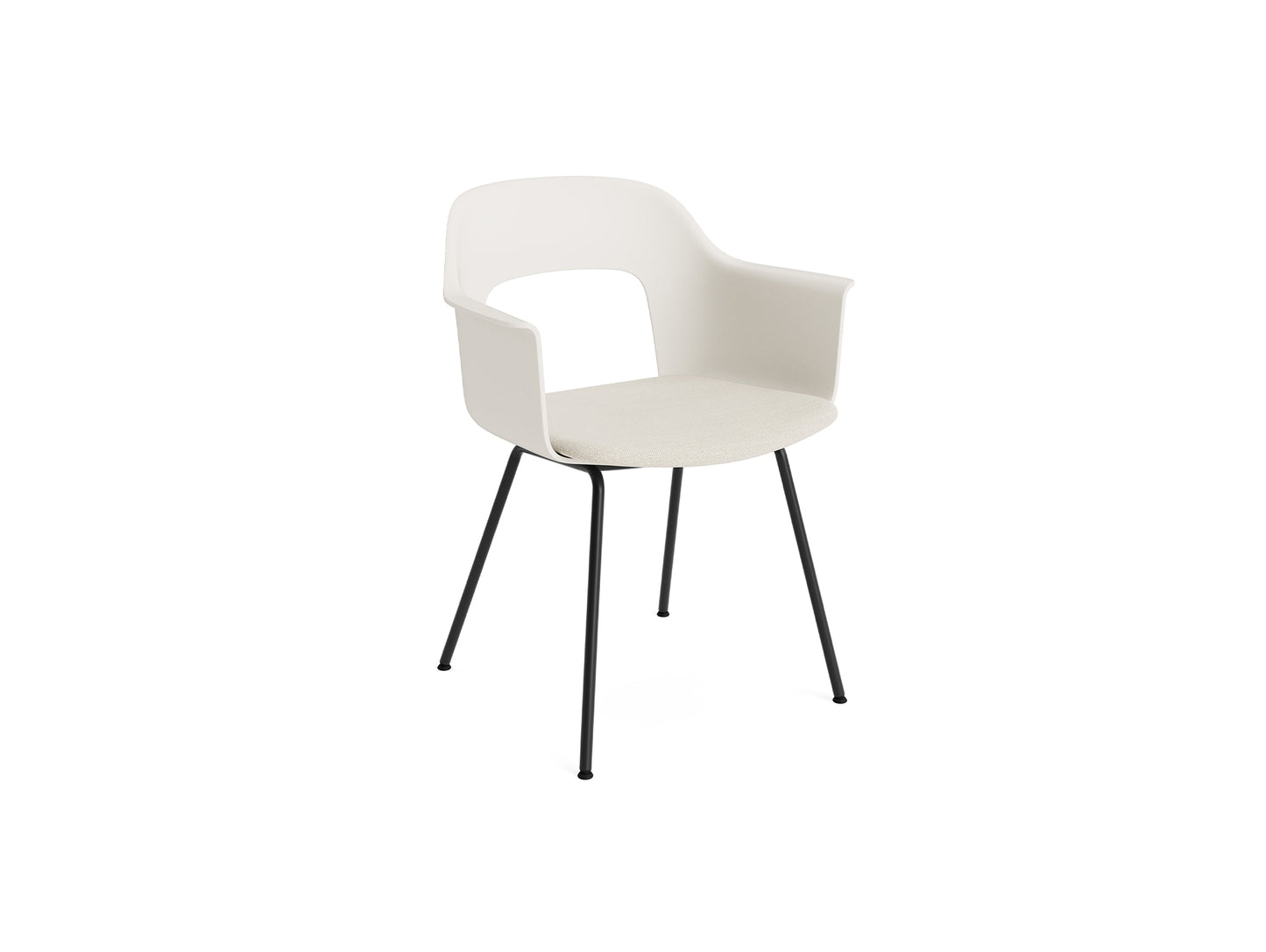 Layout Armchair Upholstered 213 Metal Base by HAY - Black Steel Base / Cream White / Mode 011