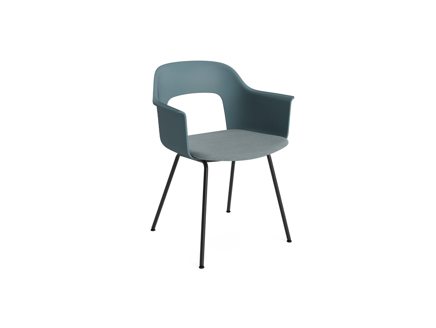 Layout Armchair Upholstered 213 Metal Base by HAY - Black Steel Base / Ocean / Mode 045