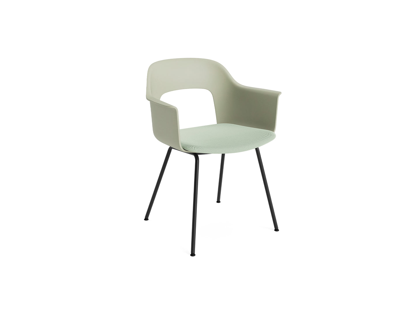 Layout Armchair Upholstered 213 Metal Base by HAY - Black Steel Base / Pastel Green / Relate 921