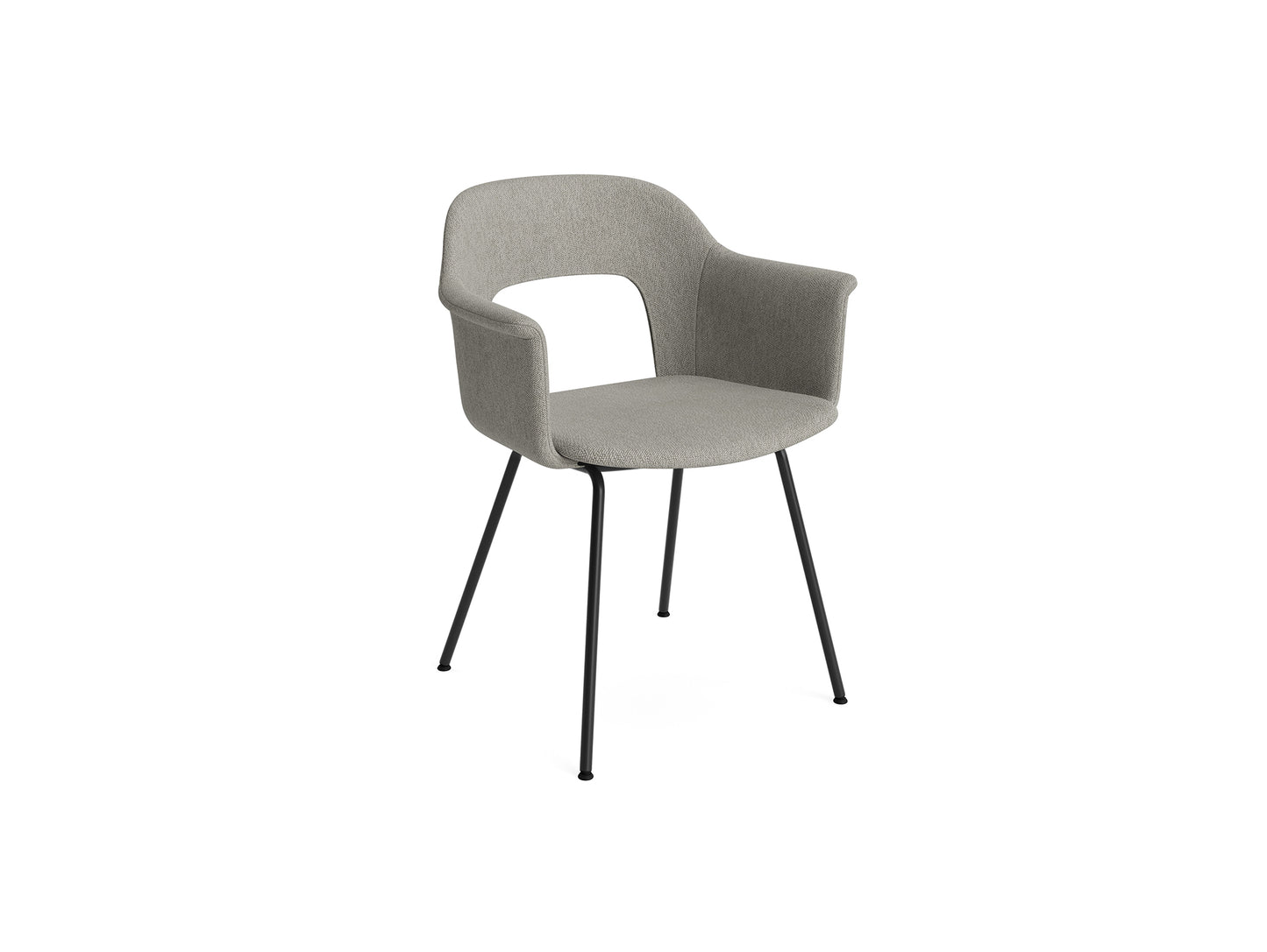Layout Armchair Upholstered 214 Metal Base by HAY - Black Steel Base / Turf Light Grey
