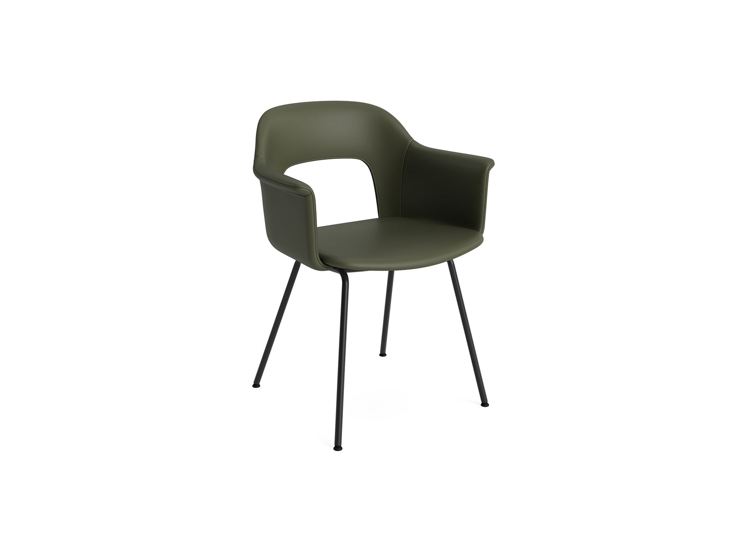 Layout Armchair Upholstered 214 Metal Base by HAY - Black Steel Base / Caper Green Grano Leather