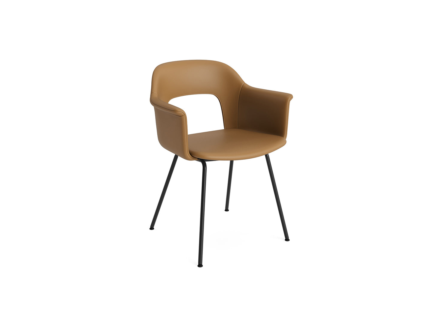 Layout Armchair Upholstered 214 Metal Base by HAY - Black Steel Base / Cognac Grano Leather