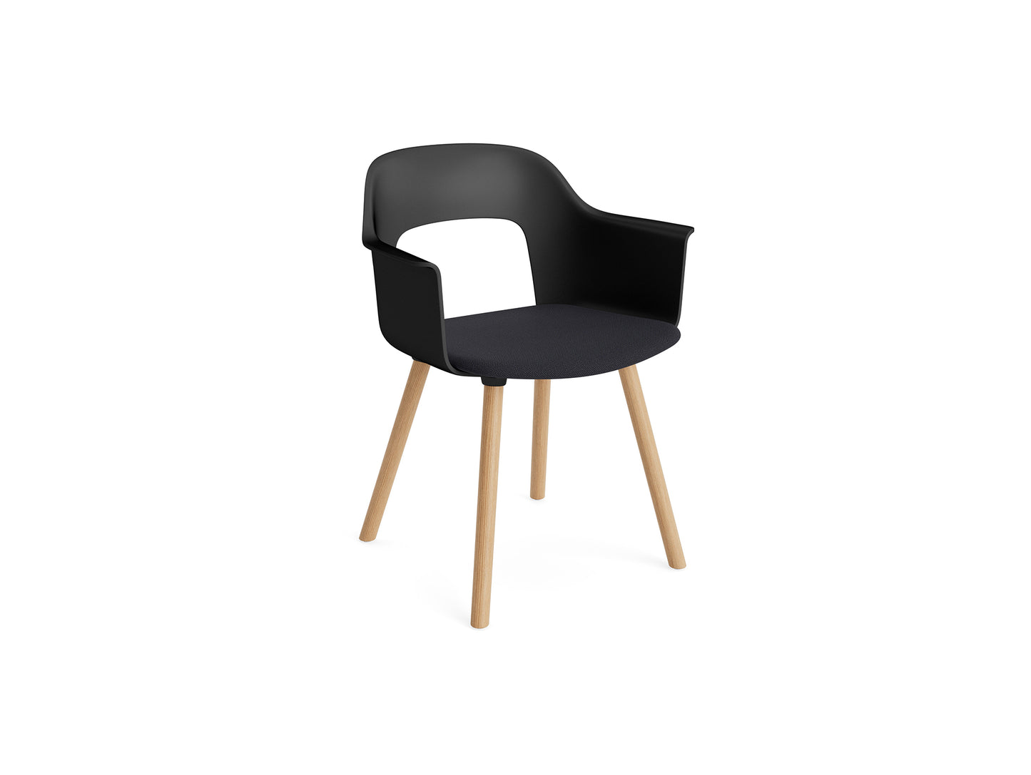 Layout Armchair 223 by HAY - Lacquered Oak Base / Black Shell / Steelcut Trio 195