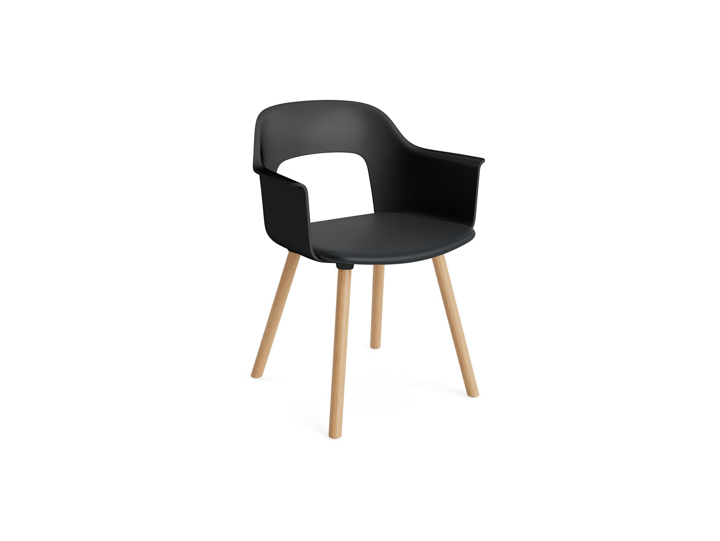 Layout Armchair 223 by HAY - Lacquered Oak Base / Black Shell / Black Grano Leather