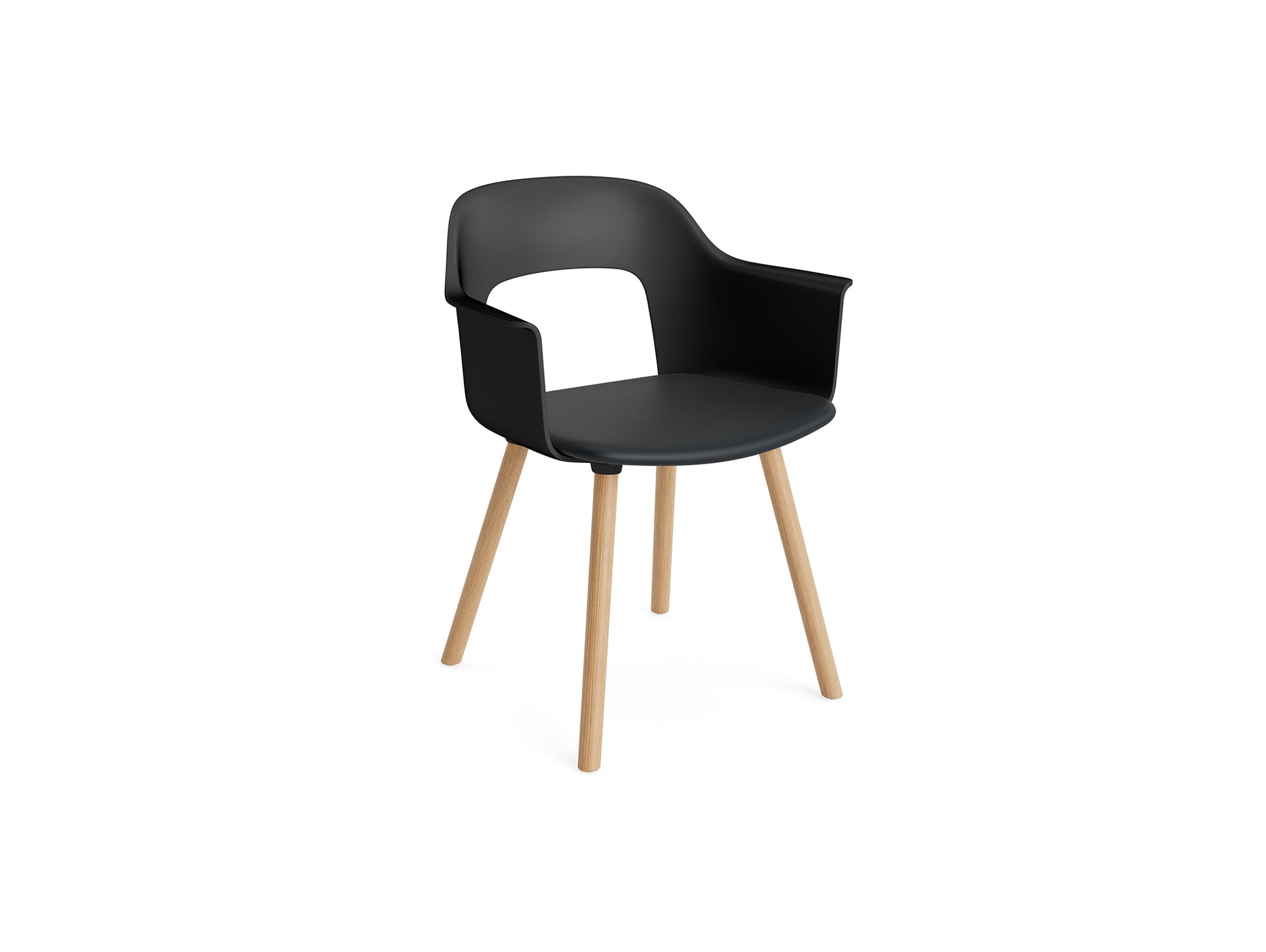 Layout Armchair 223 by HAY - Lacquered Oak Base /  Black Shell / Black Grano Leather