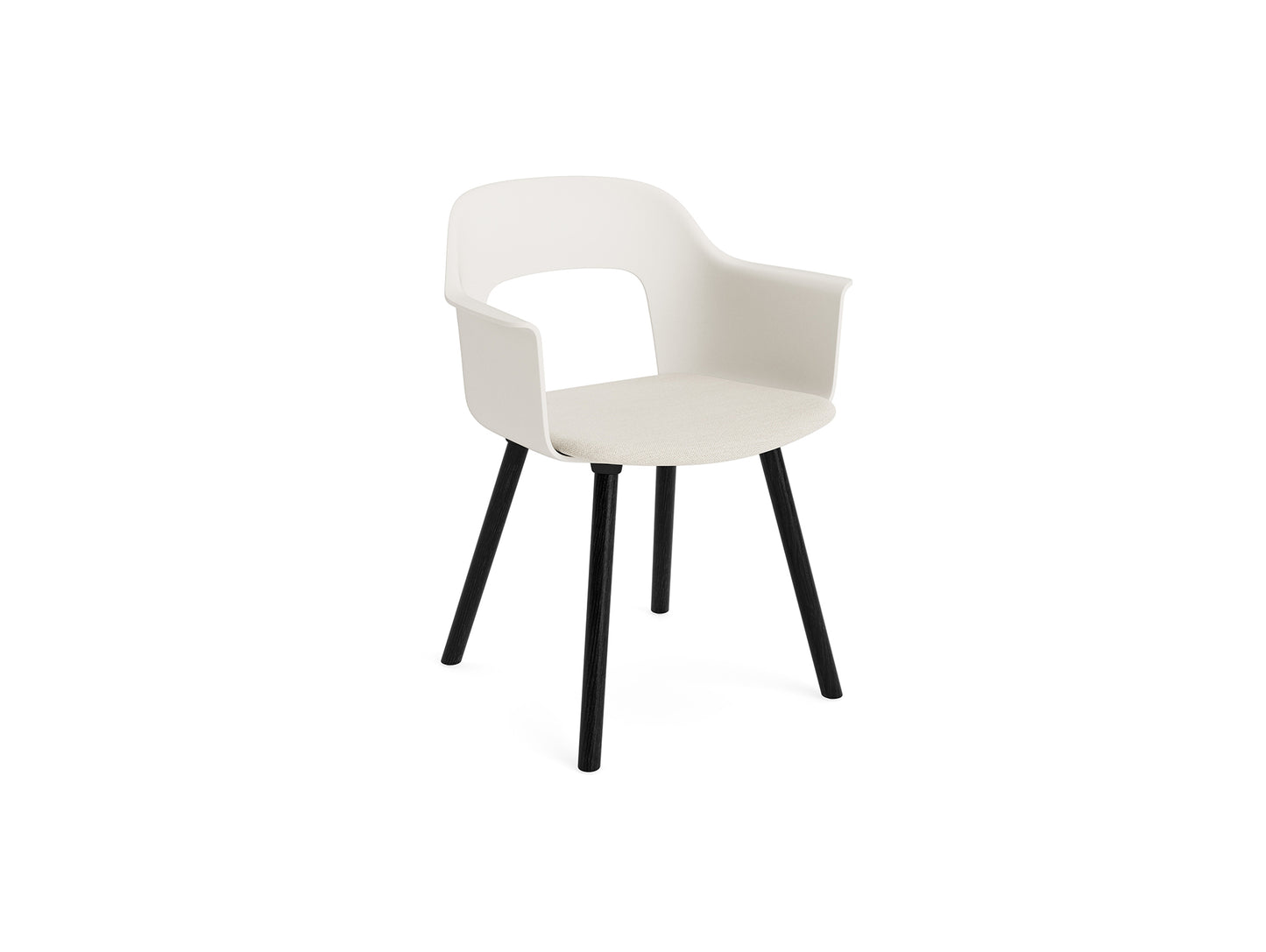 Layout Armchair 223 by HAY - Black Lacquered Oak Base / Cream White Shell / Mode 011