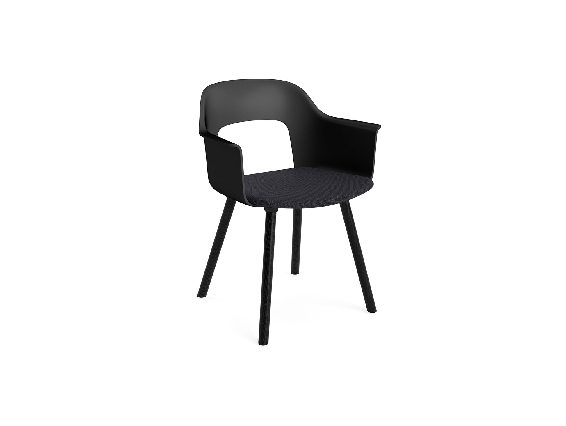 Layout Armchair 223 by HAY - Black Lacquered Oak Base / Black Shell / Steelcut Trio 195
