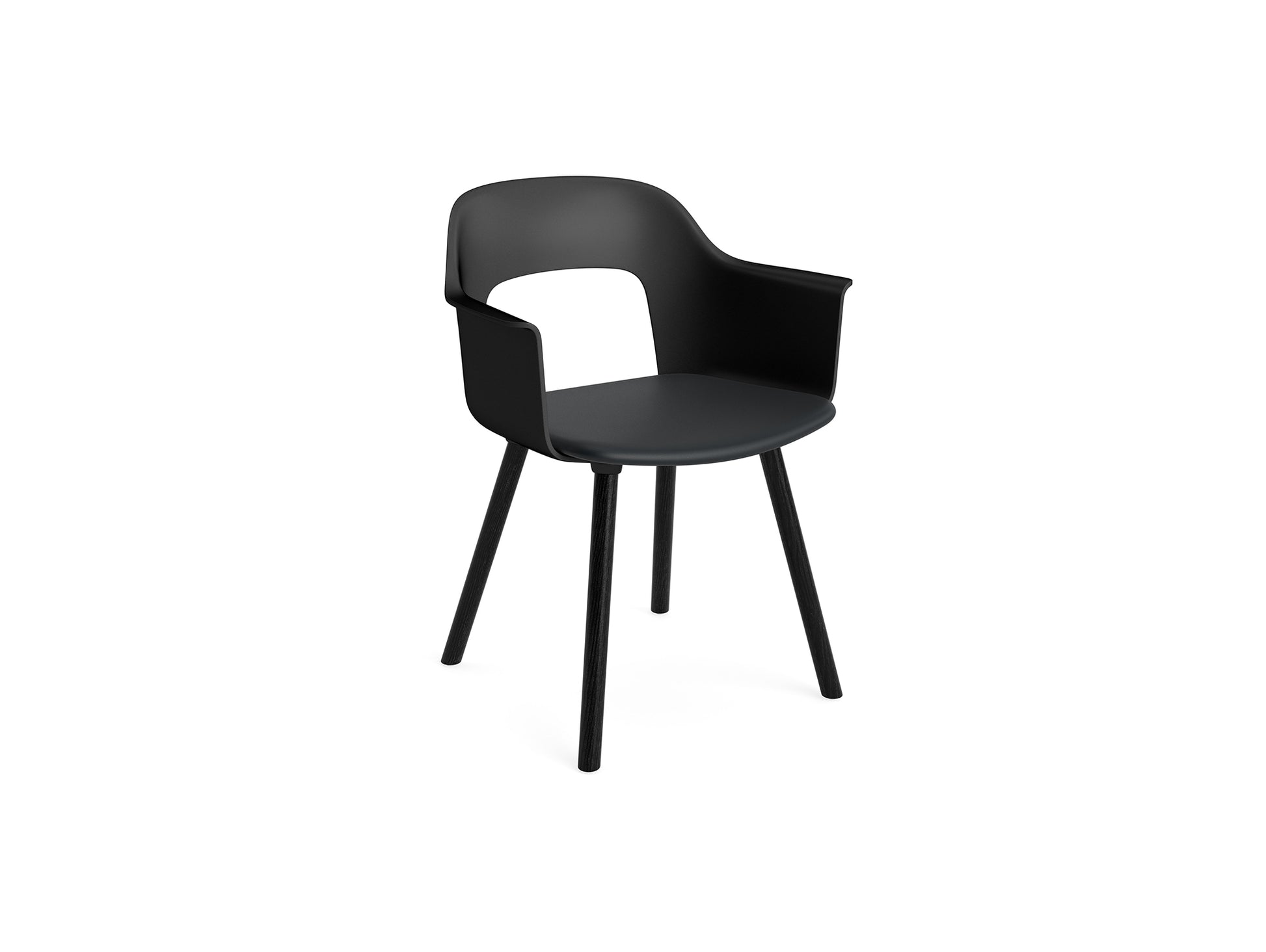 Layout Armchair 223 by HAY - Black Lacquered Oak Base / Black Shell / Black Grano Leather