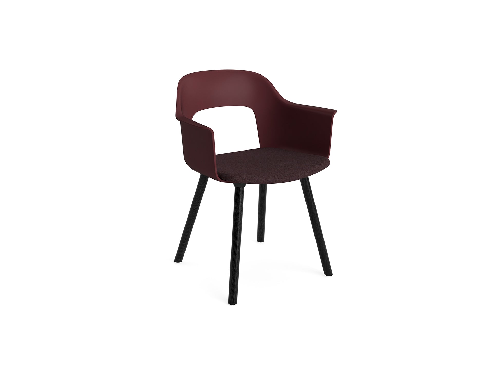Layout Armchair 223 by HAY - Black Lacquered Oak Base / Bordeaux Shell / Remix 373