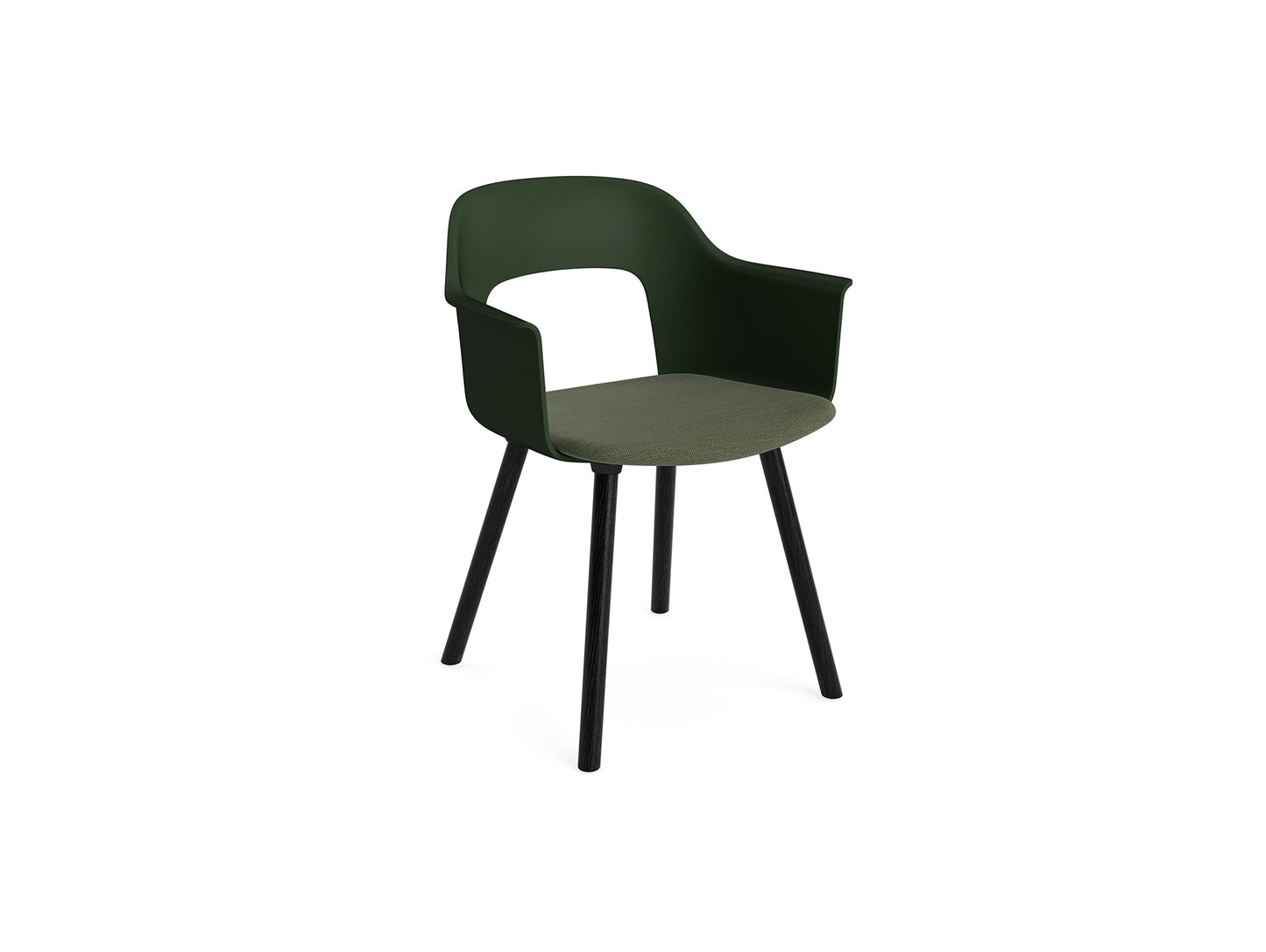 Layout Armchair 223 by HAY - Black Lacquered Oak Base / Bottle Green Shell / Mode 072