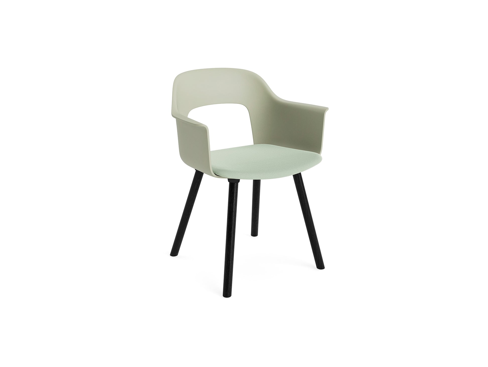 Layout Armchair 223 by HAY - Black Lacquered Oak Base / Pastel Green Shell / Relate 921