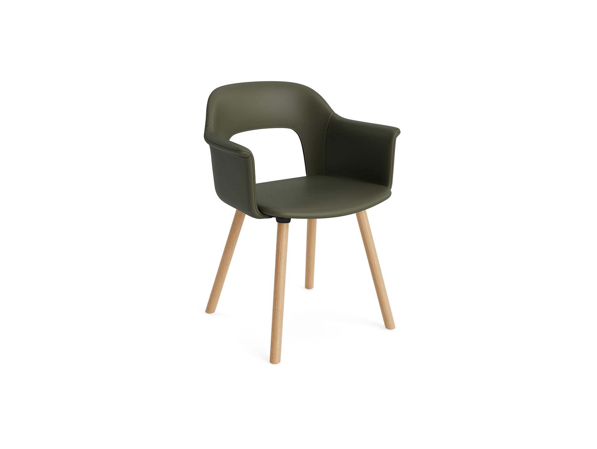 Layout Armchair 224 by HAY - Lacquered Oak Base / Caper Green Grano Leather