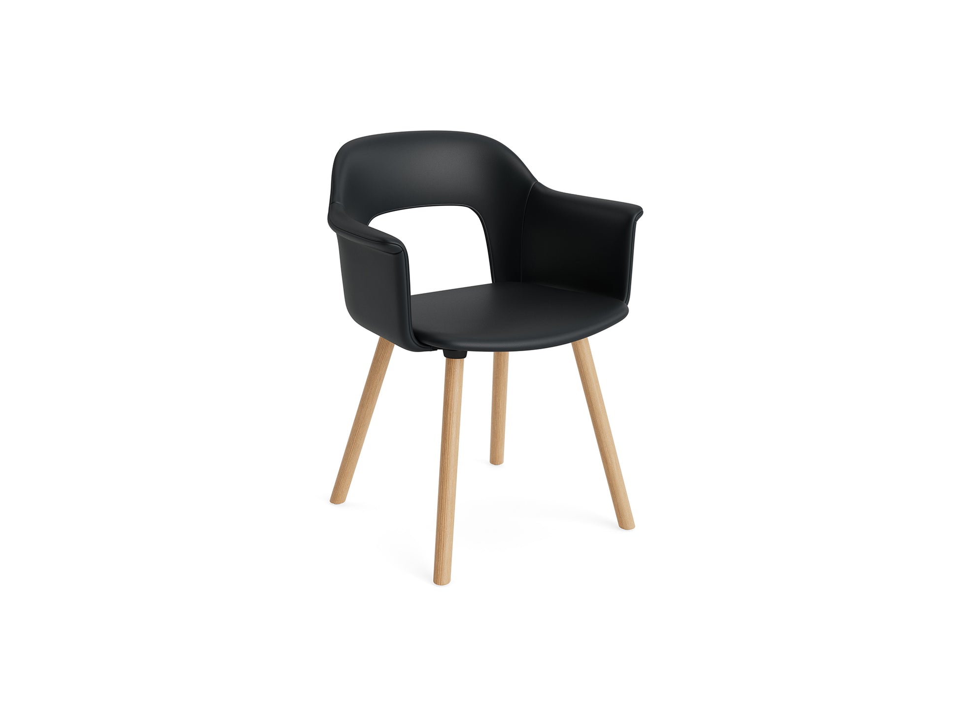 Layout Armchair 224 by HAY - Lacquered Oak Base / Black Grano Leather