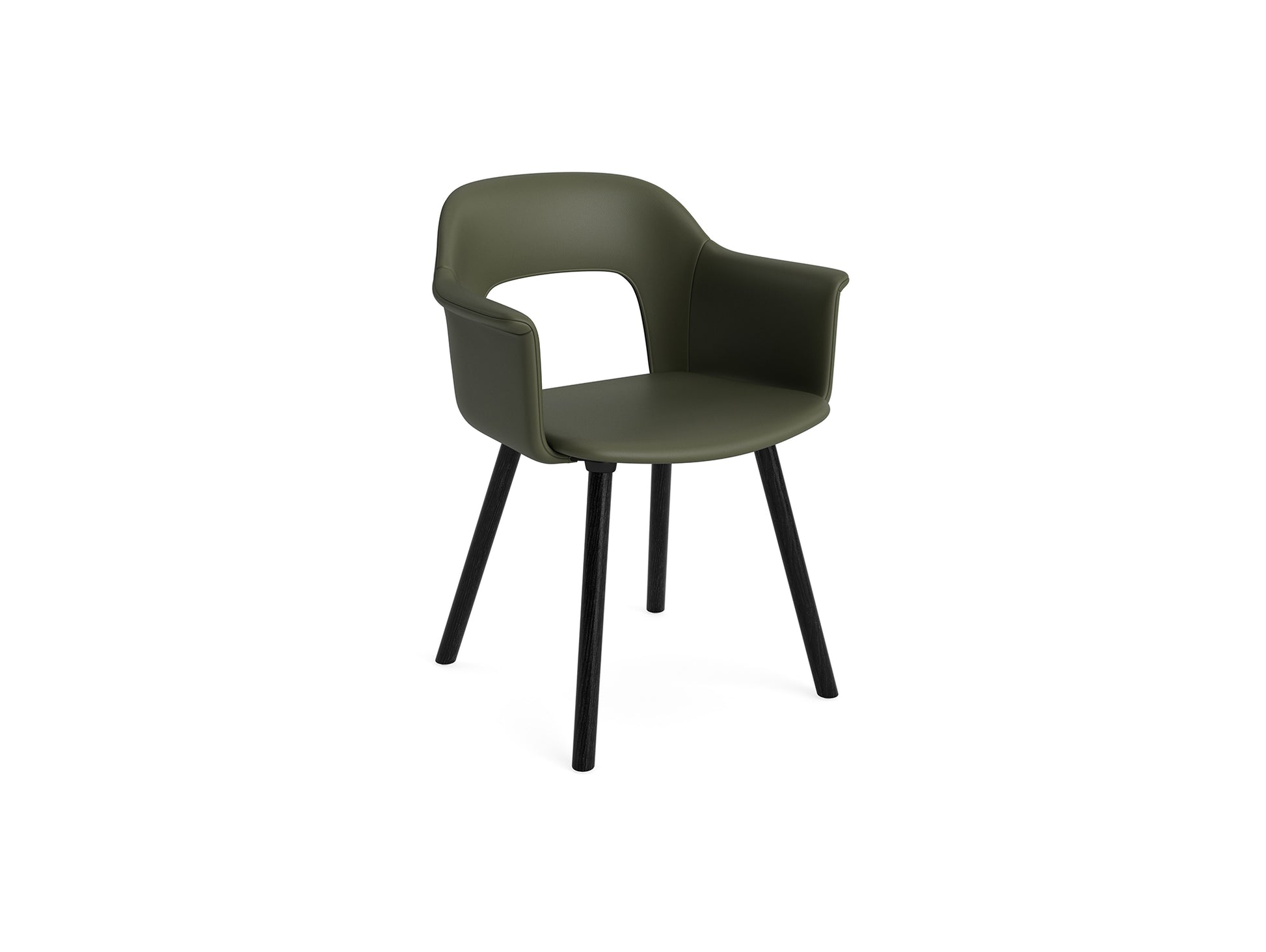 Layout Armchair 224 by HAY - Black Lacquered Oak Base / Caper Green Grano Leather