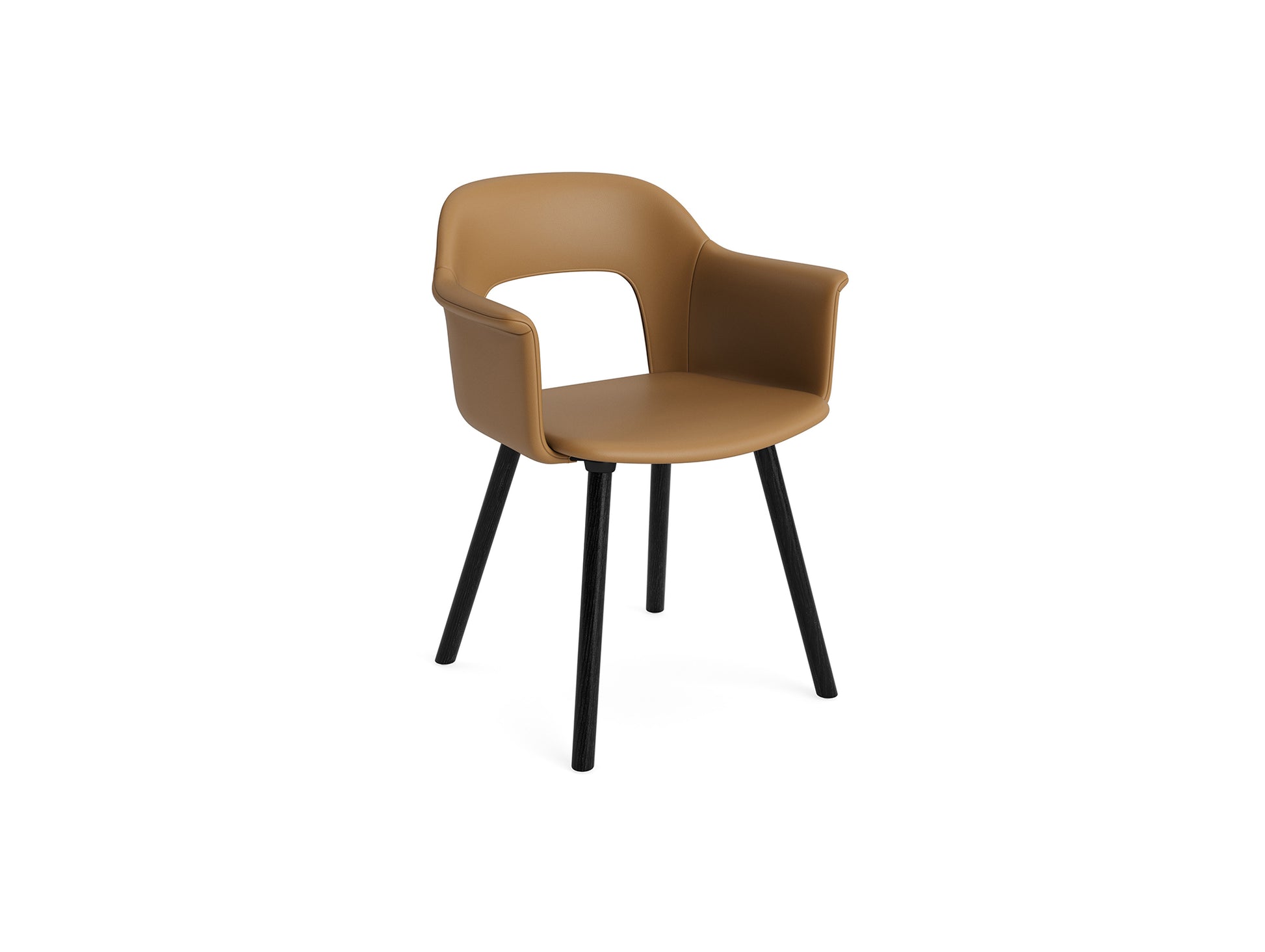 Layout Armchair 224 by HAY - Black Lacquered Oak Base / Cognac Grano Leather