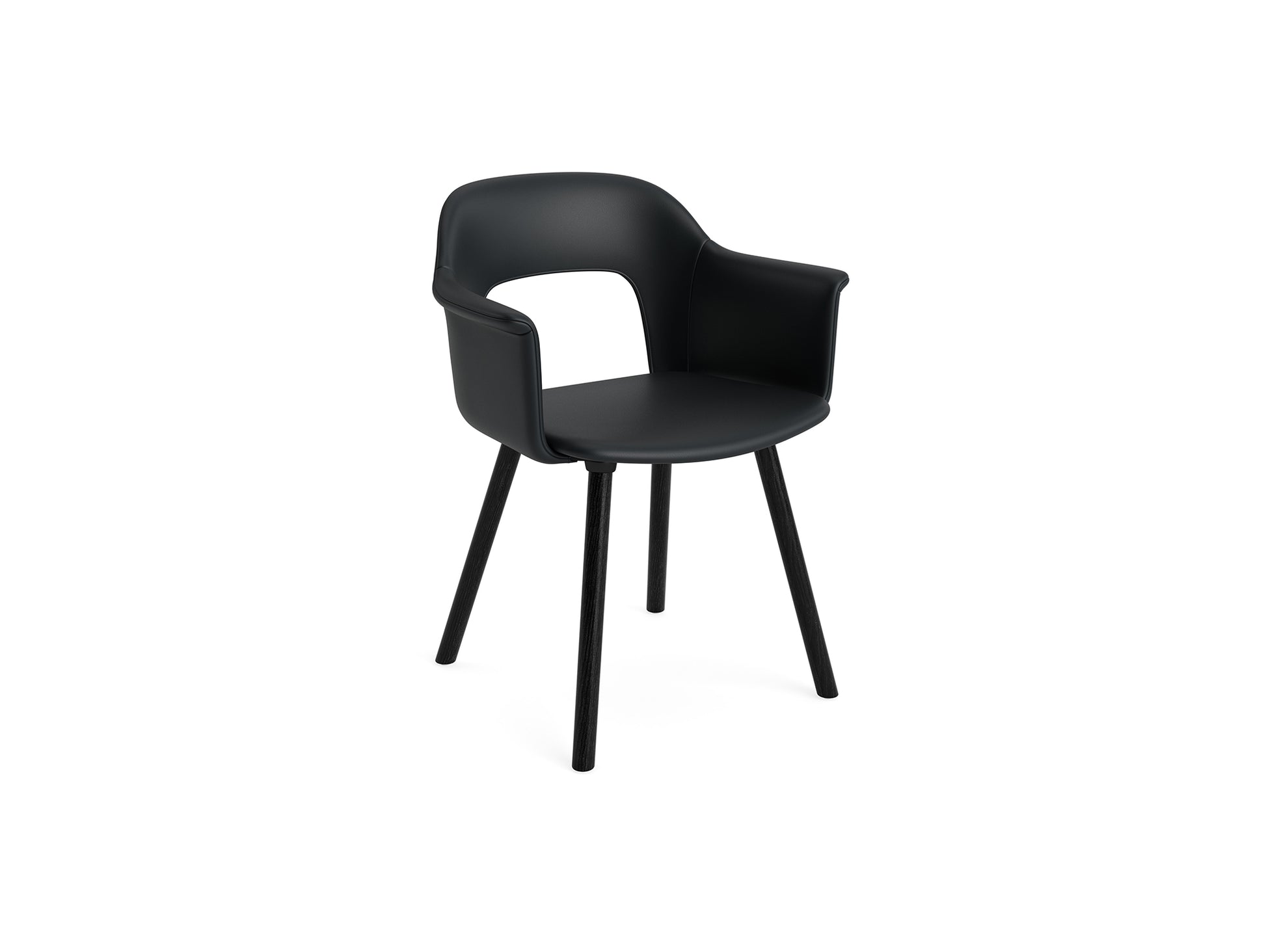 Layout Armchair 224 by HAY - Black Lacquered Oak Base / Black Grano Leather