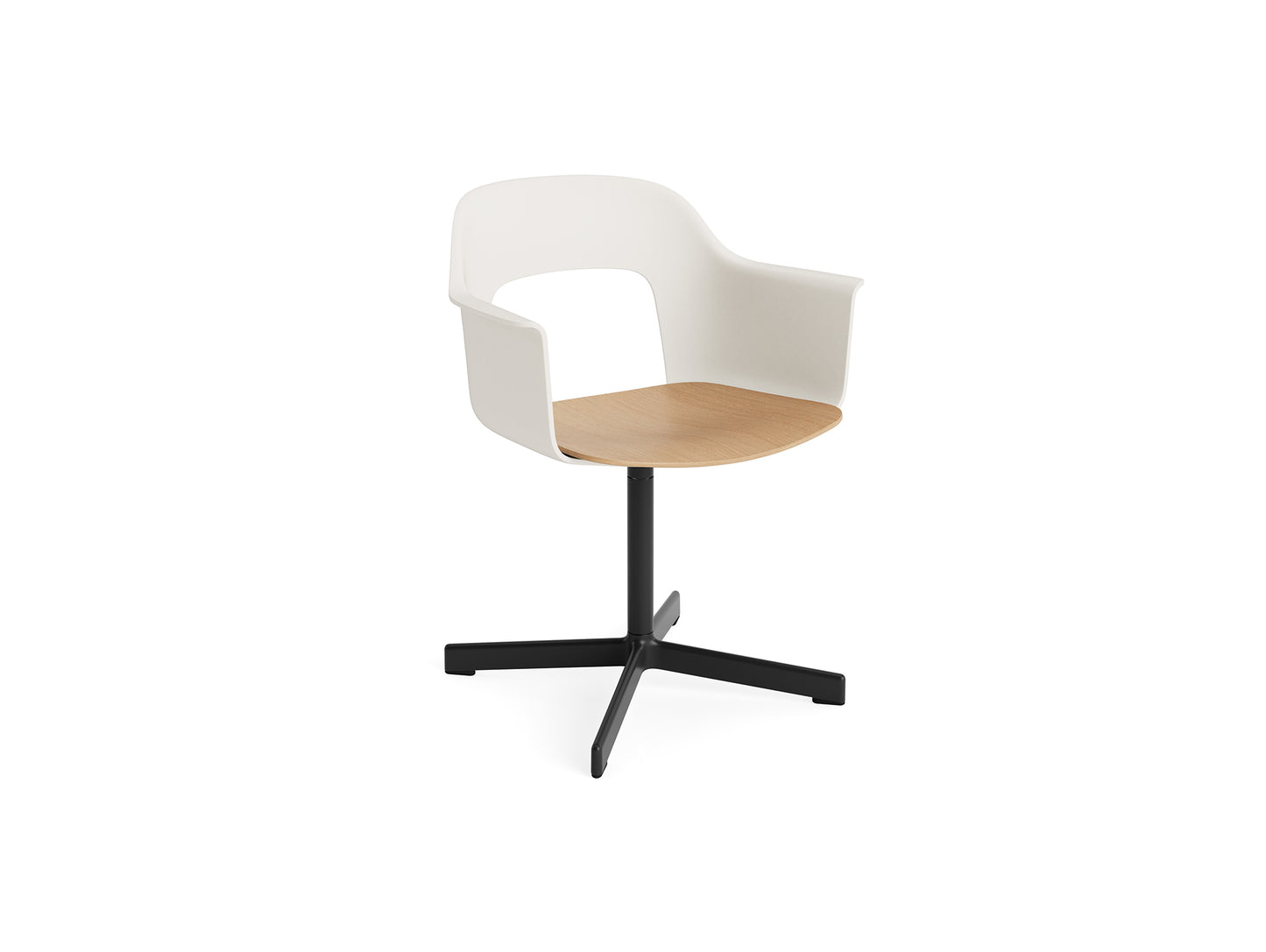 Layout Armchair 232 Swivel Base by HAY - Black Aluminium Base / Cream White / Oak