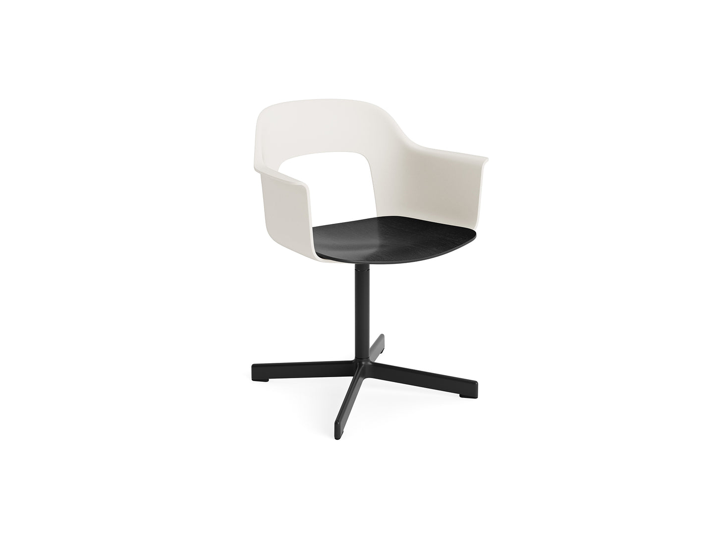 Layout Armchair 232 Swivel Base by HAY - Black Aluminium Base / Cream White / Black Oak