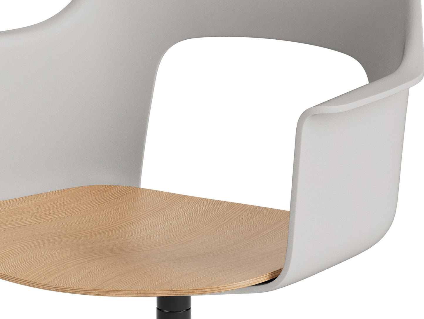 Layout Armchair 232 Swivel Base by HAY - Black Aluminium Base / Sky Grey / Oak