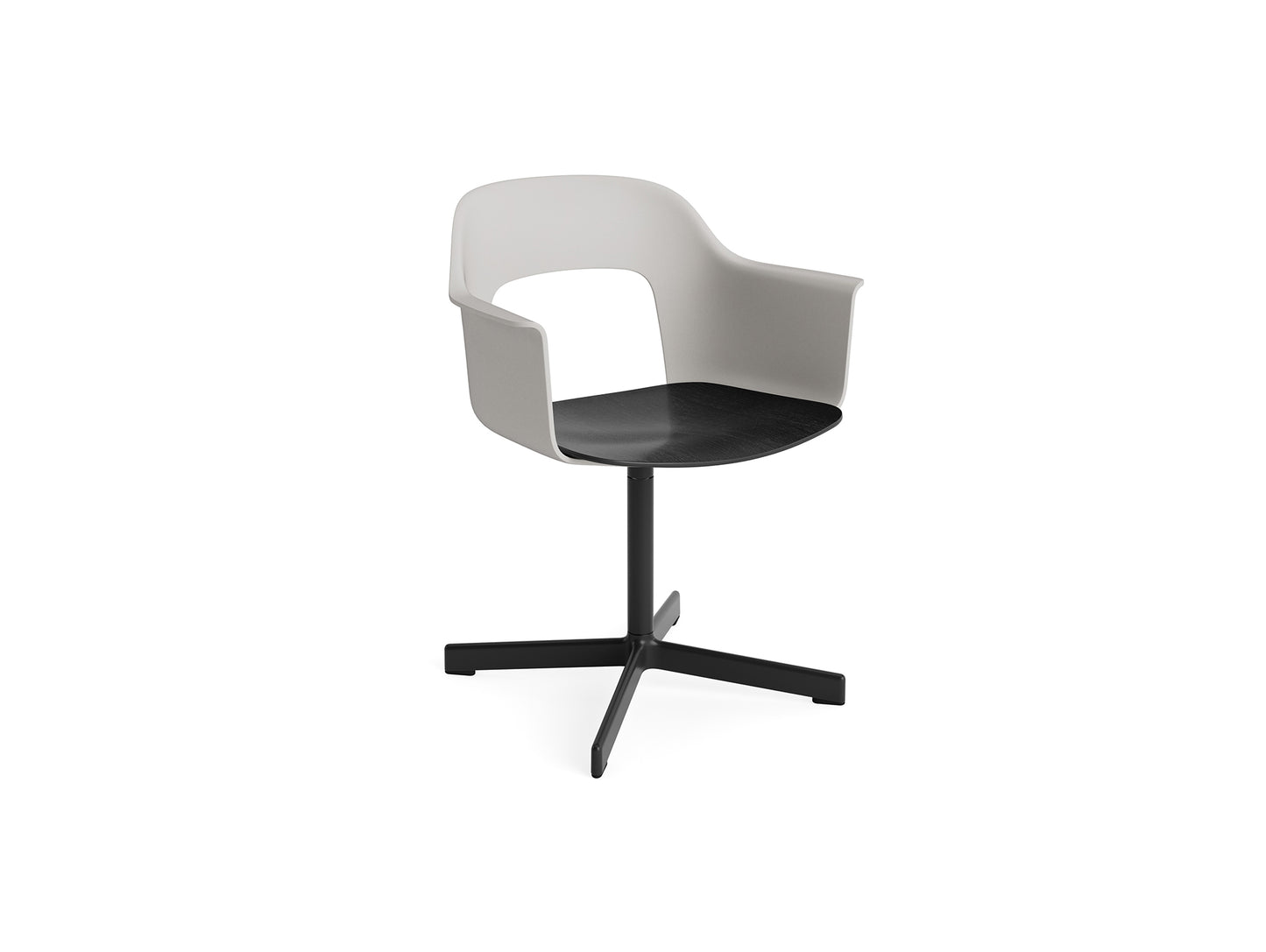 Layout Armchair 232 Swivel Base by HAY - Black Aluminium Base / Sky Grey / Black Oak