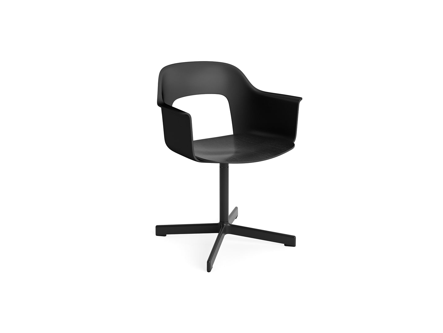 Layout Armchair 232 Swivel Base by HAY - Black Aluminium Base / Black / Black Oak