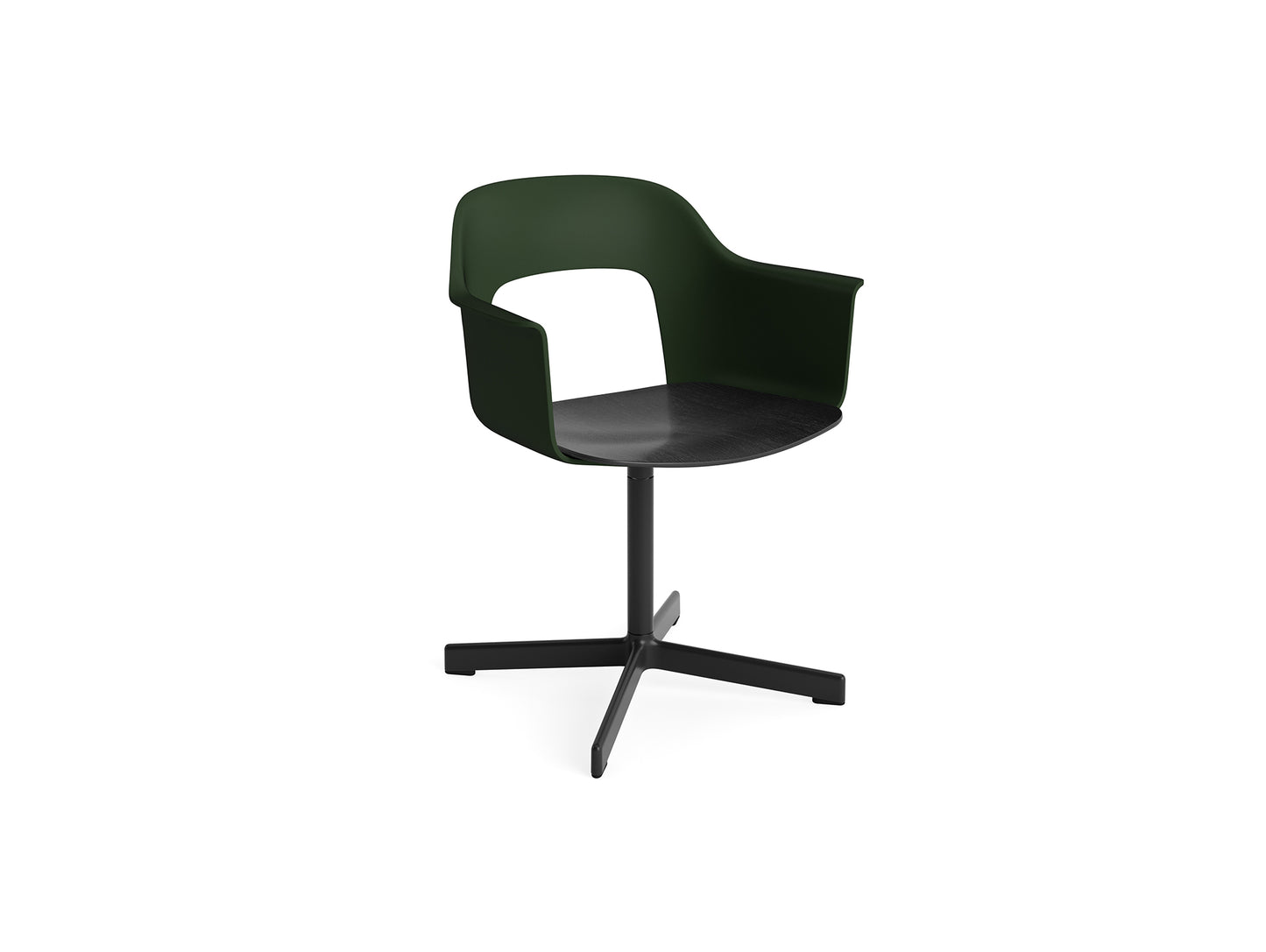 Layout Armchair 232 Swivel Base by HAY - Black Aluminium Base / Bottle Green / Black Oak
