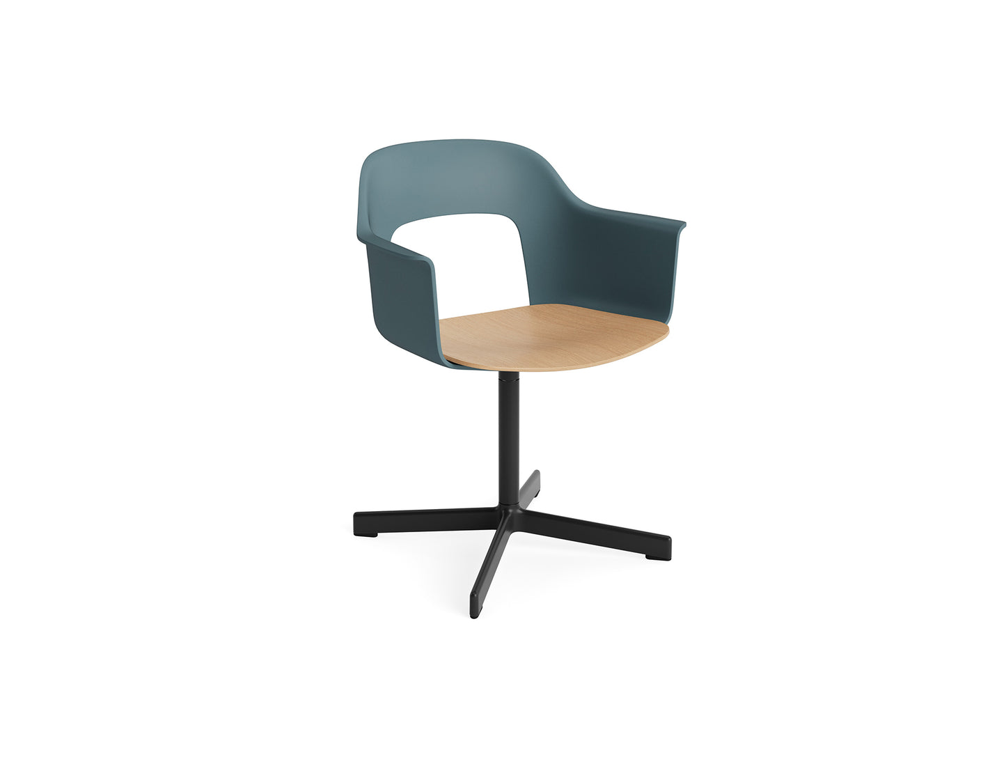 Layout Armchair 232 Swivel Base by HAY - Black Aluminium Base / Ocean / Oak