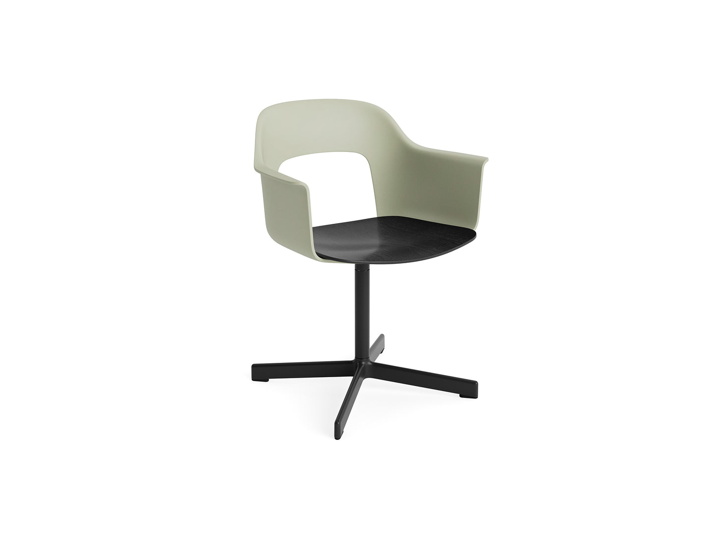 Layout Armchair 232 Swivel Base by HAY - Black Aluminium Base / Pastel Green / Black Oak