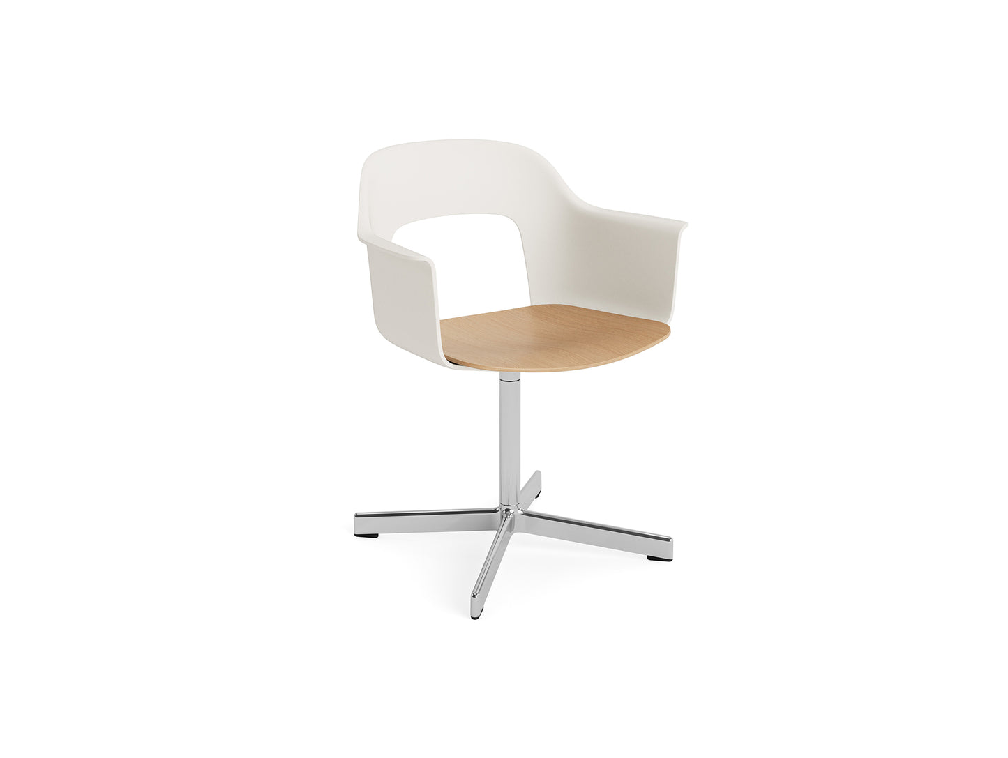 Layout Armchair 232 Swivel Base by HAY - Polished Aluminium Base / Cream White / Oak